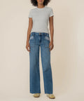 Maya High Rise Porkshop Front Pockets Wide Leg Raw Hem