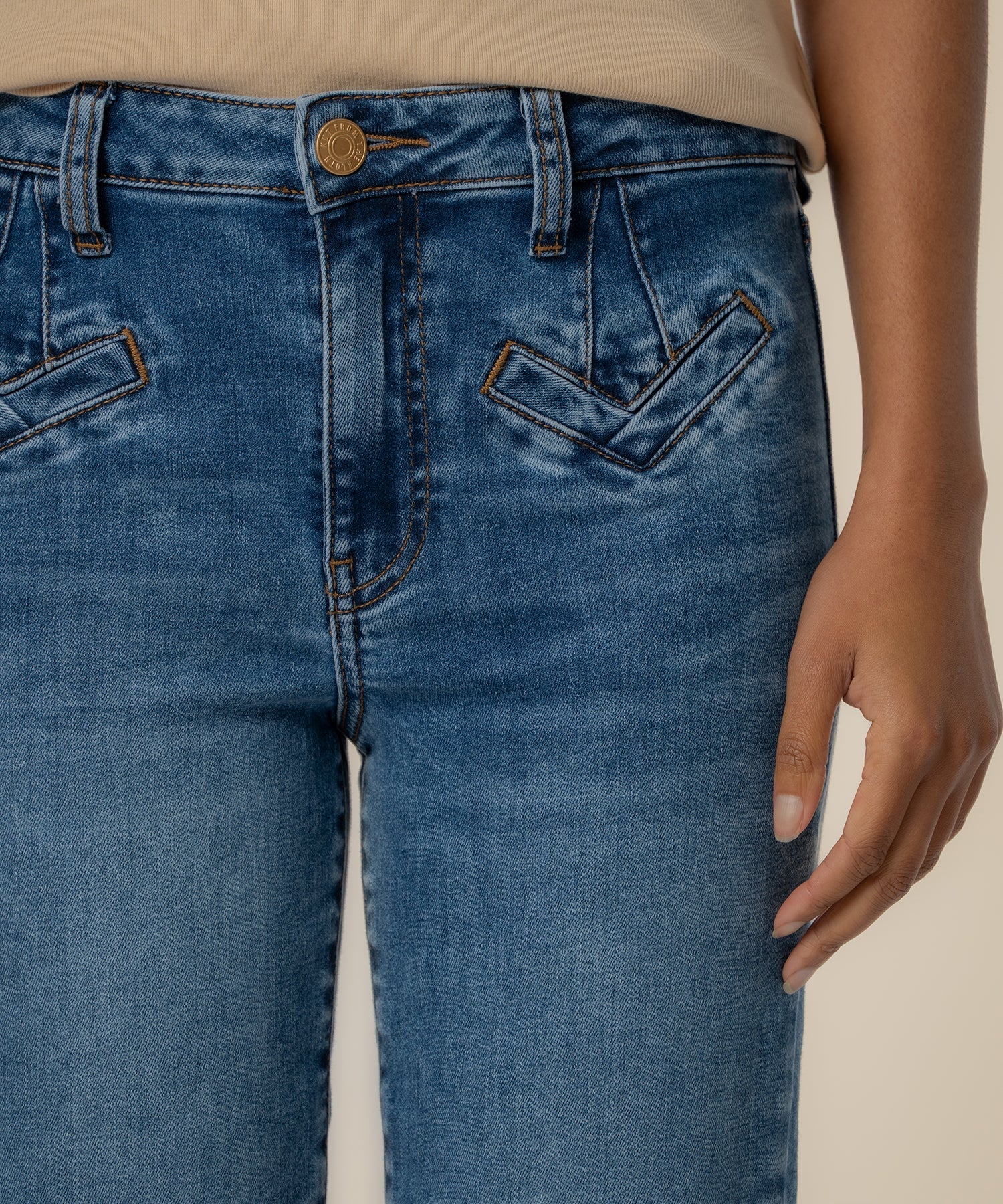 Kelsey High Rise Ankle Flare Fake Welt Front Pockets
