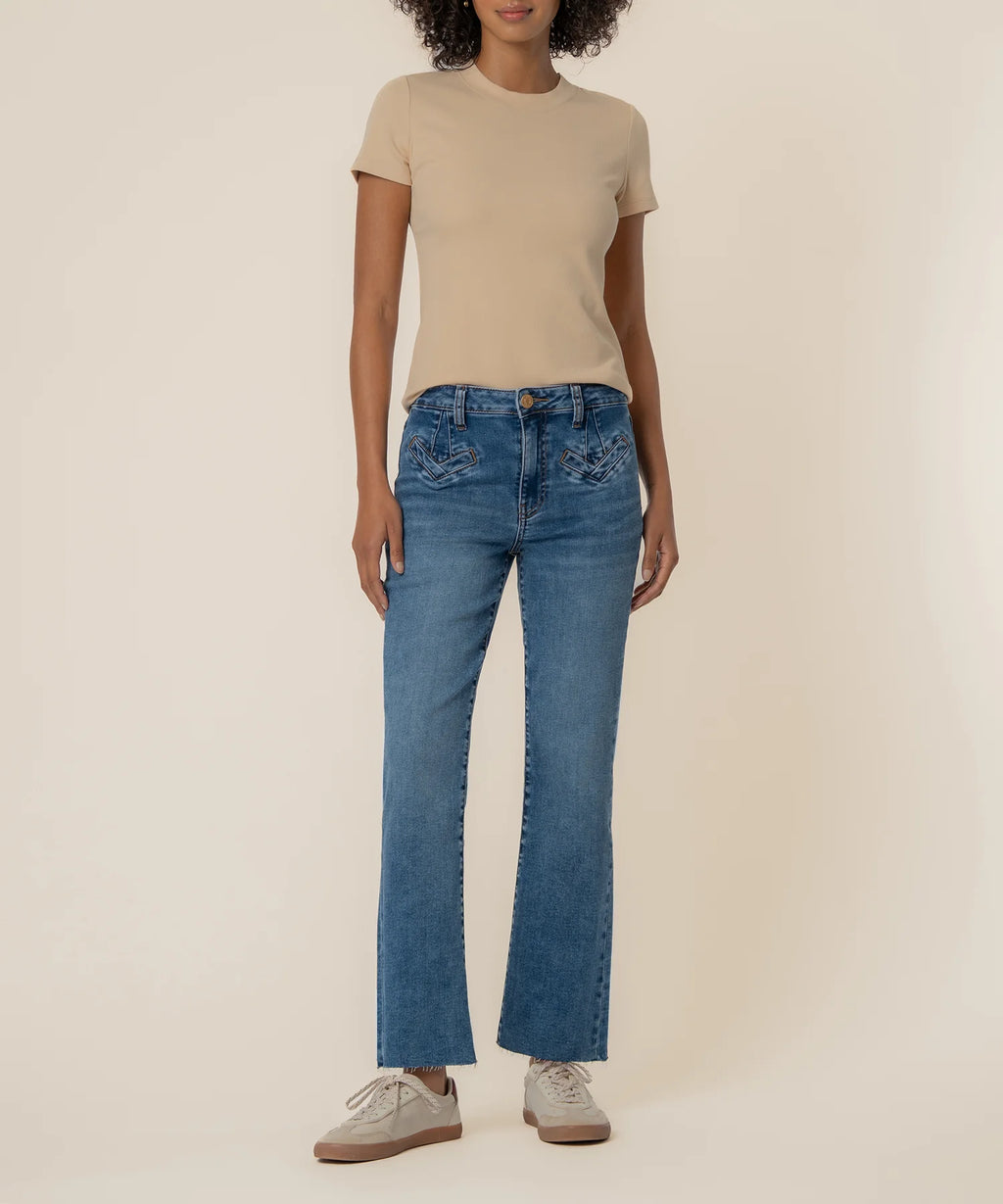 Kelsey High Rise Ankle Flare Fake Welt Front Pockets
