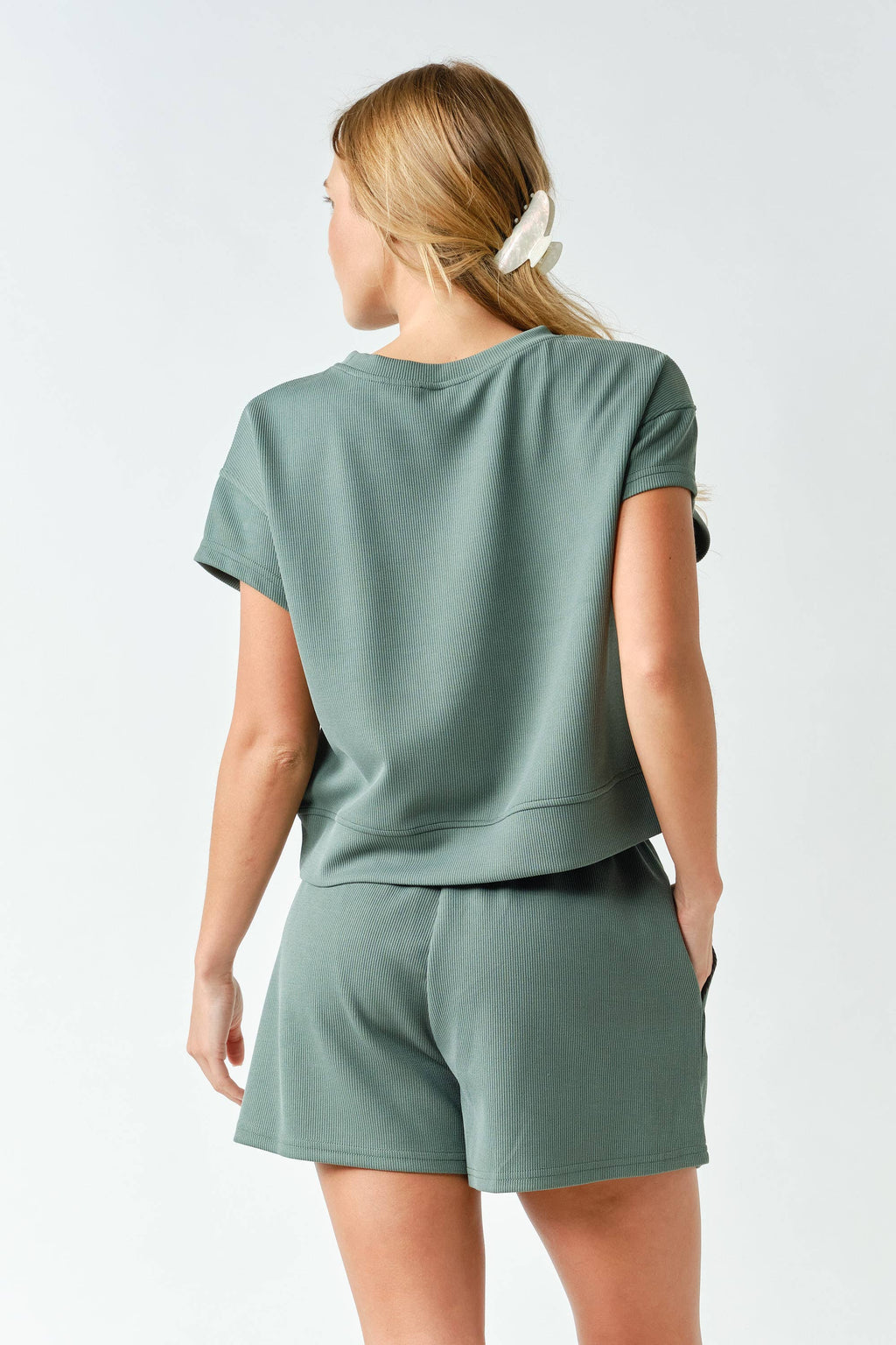 Mono B - Luxe Sand Wash Rib Classic Tee Set