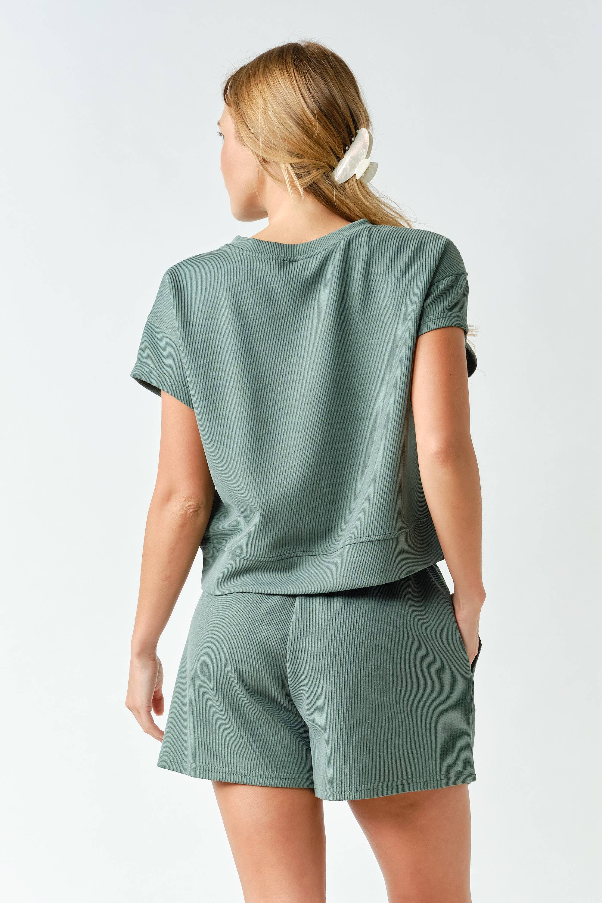 Mono B - Luxe Sand Wash Rib Classic Tee Set