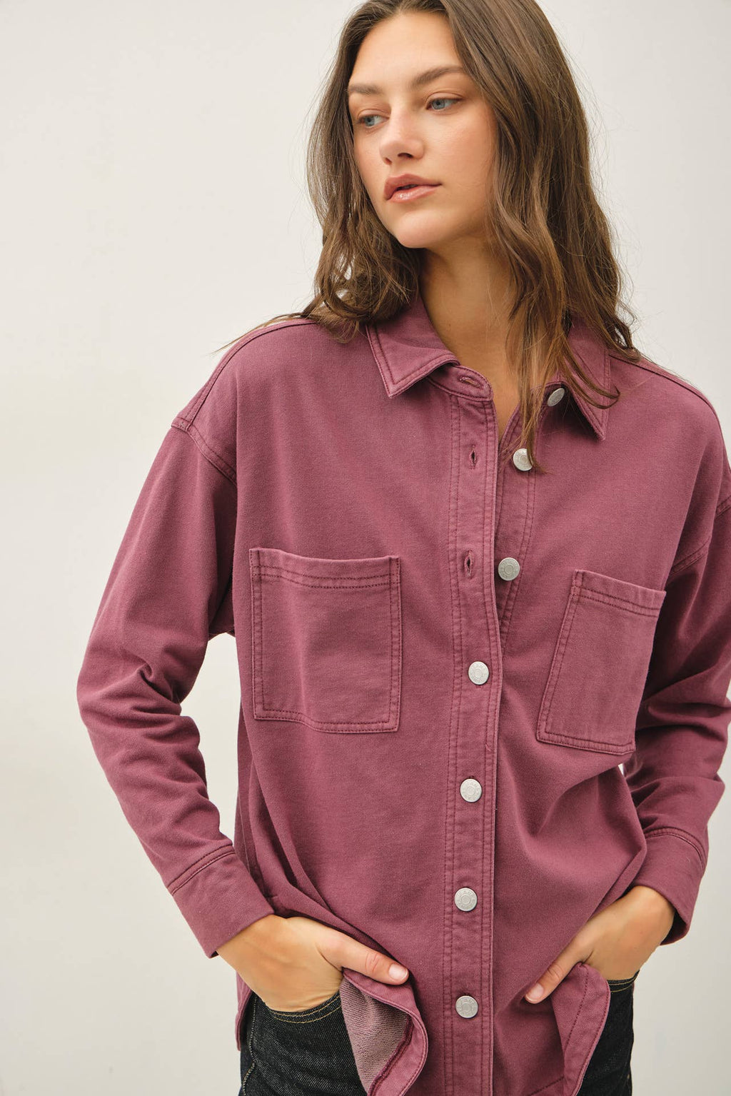 Be Cool - [NEW SHADED]GARMENT-DYE COTTON FLEECE OVERSIZED SHACKET