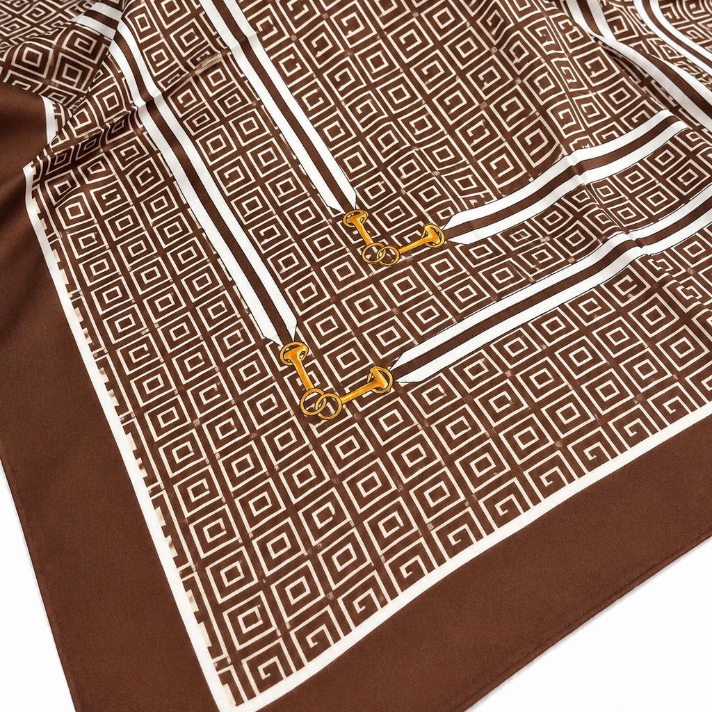 Geometric Silk Satin Shawl Scarf | 40SC733