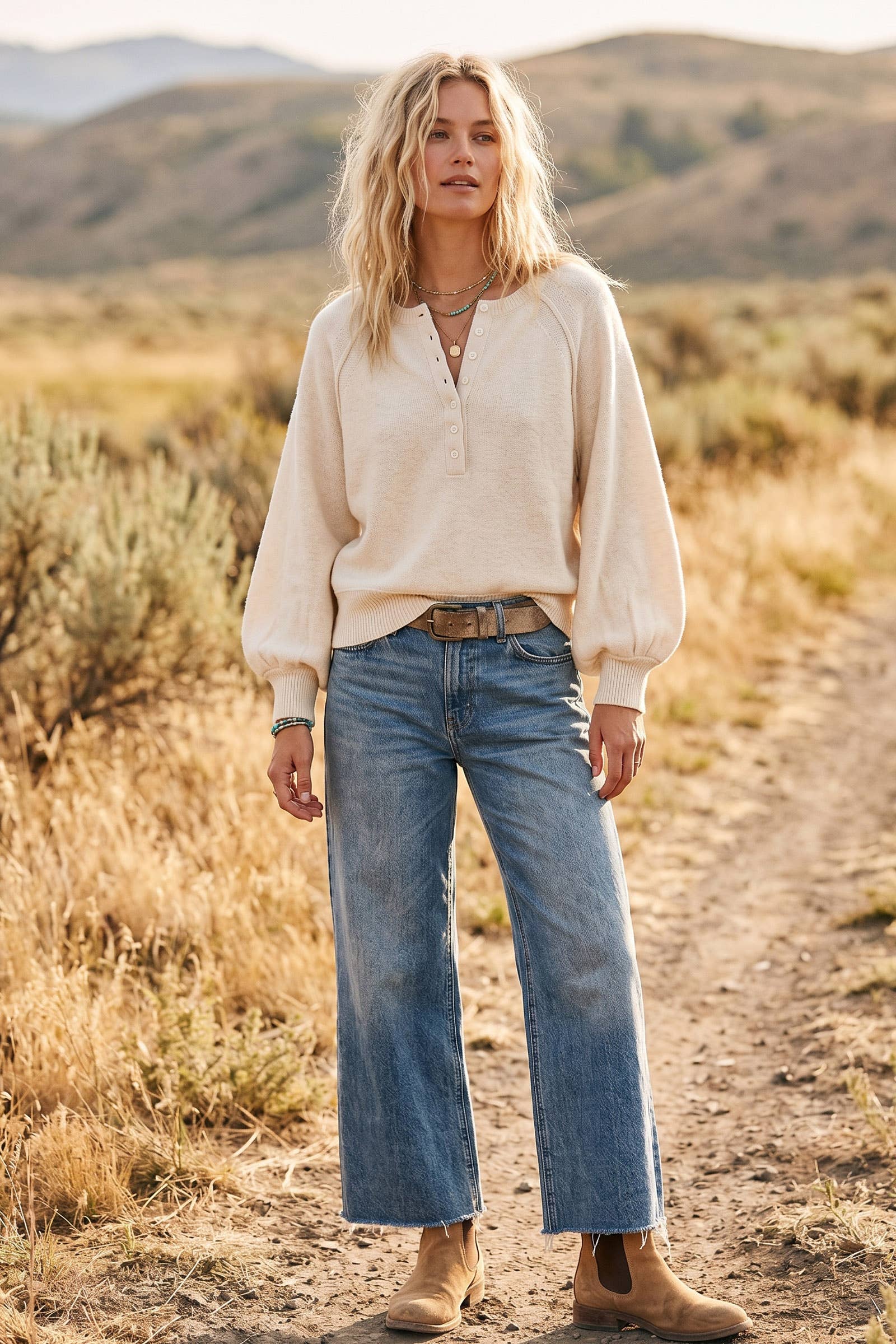 Sewn and Seen - Henley Balloon Sleeve Sweater Top