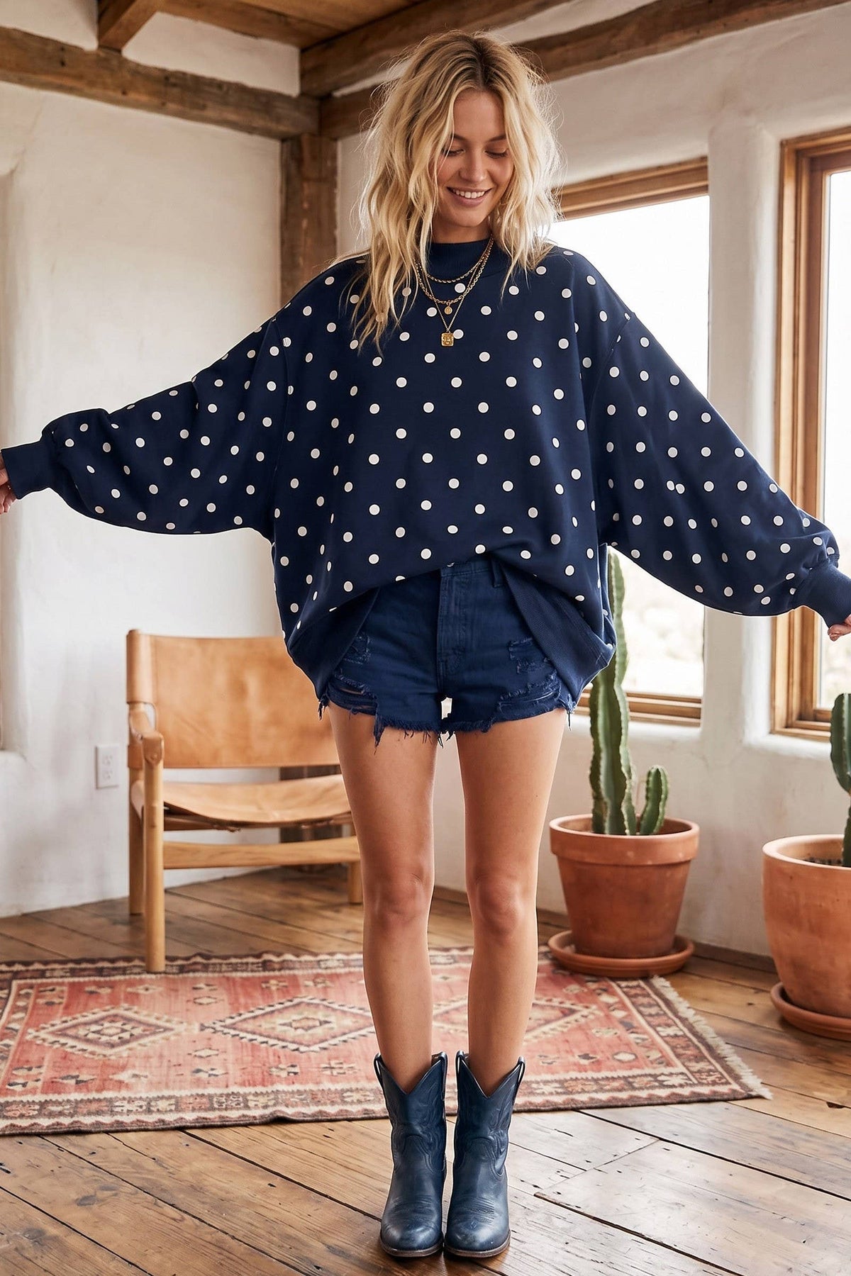 Sewn and Seen - Oversized Polka Dot Scuba Pullover