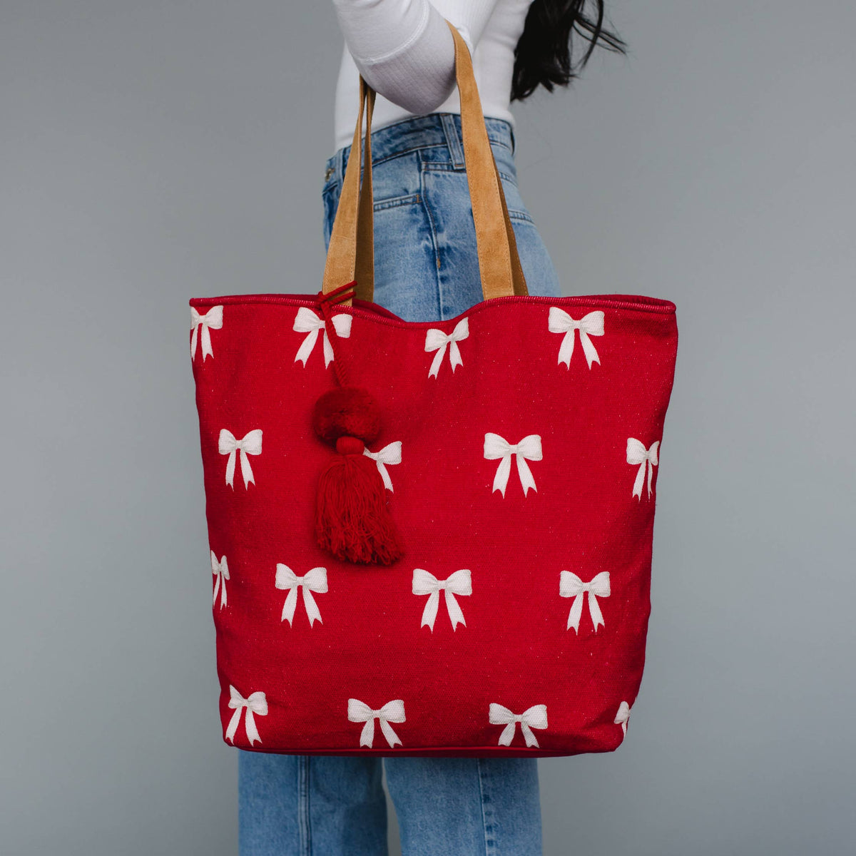 Panache Apparel Co. - Red & White Bow Tote