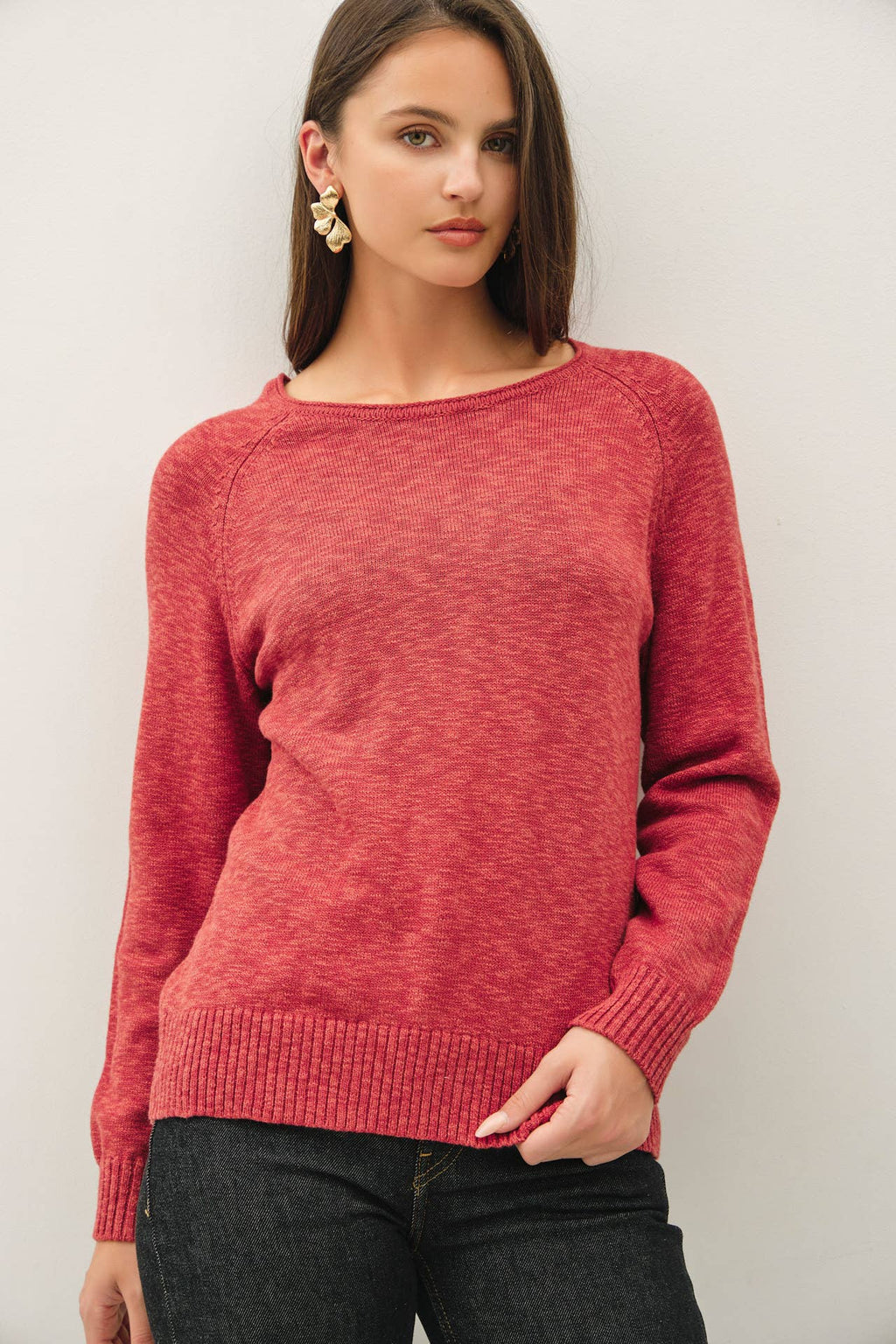 Be Cool - [NEW SHADE]RAGLAN SLEEVE SLUB PULLOVER SWEATER