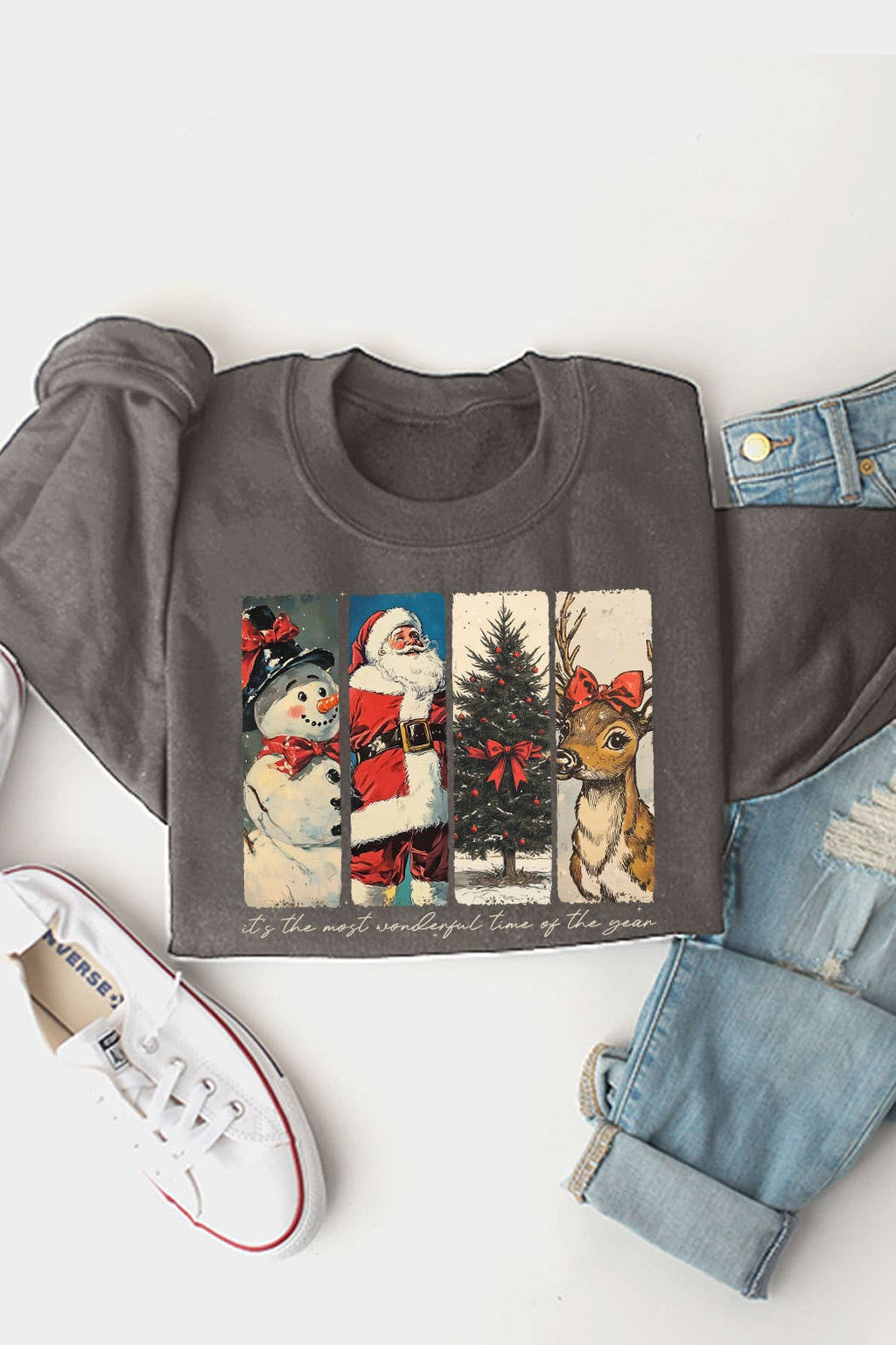 Kissed Apparel - Vintage Christmas Characters Graphic Fleece Sweatshirt