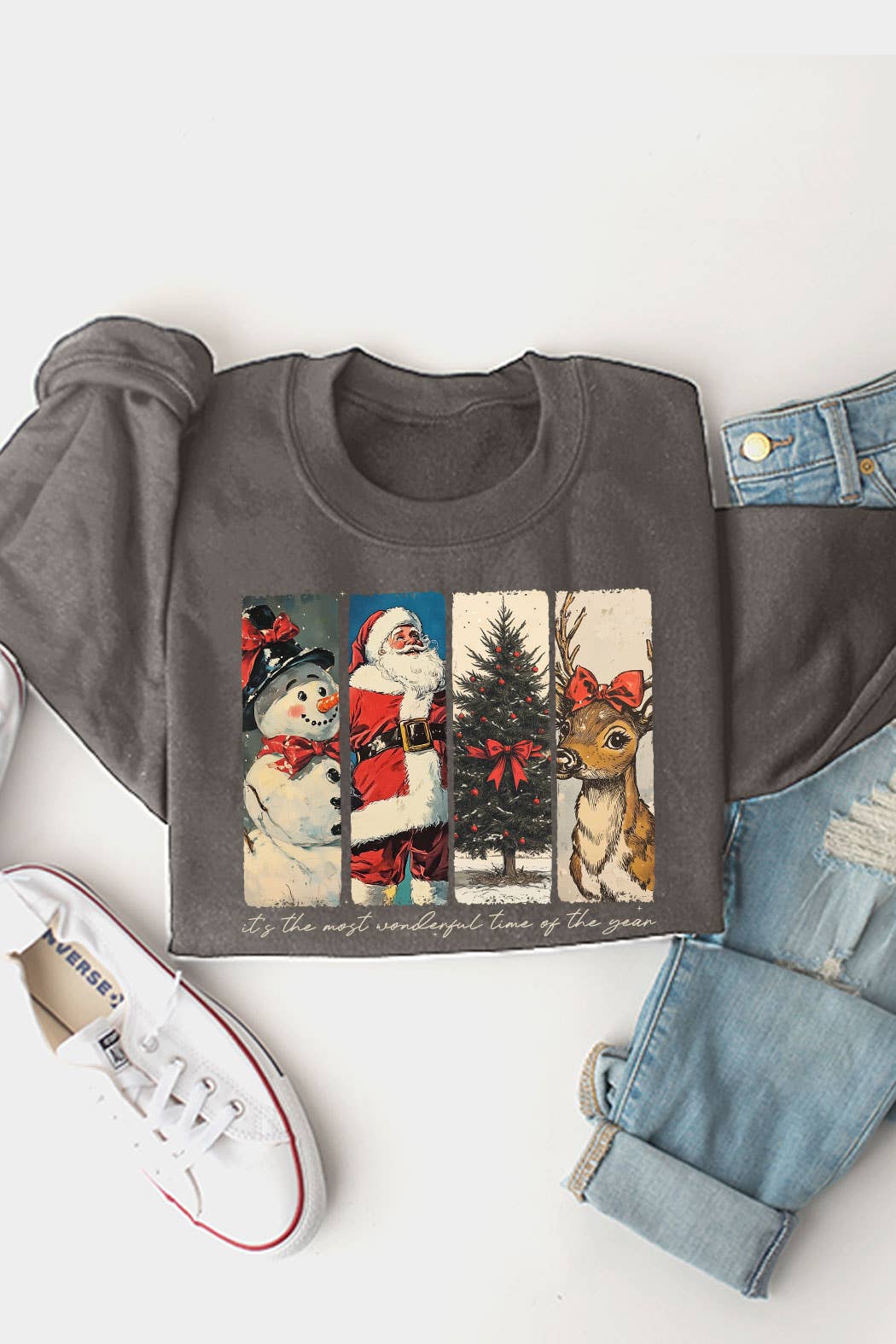 Kissed Apparel - Vintage Christmas Characters Graphic Fleece Sweatshirt