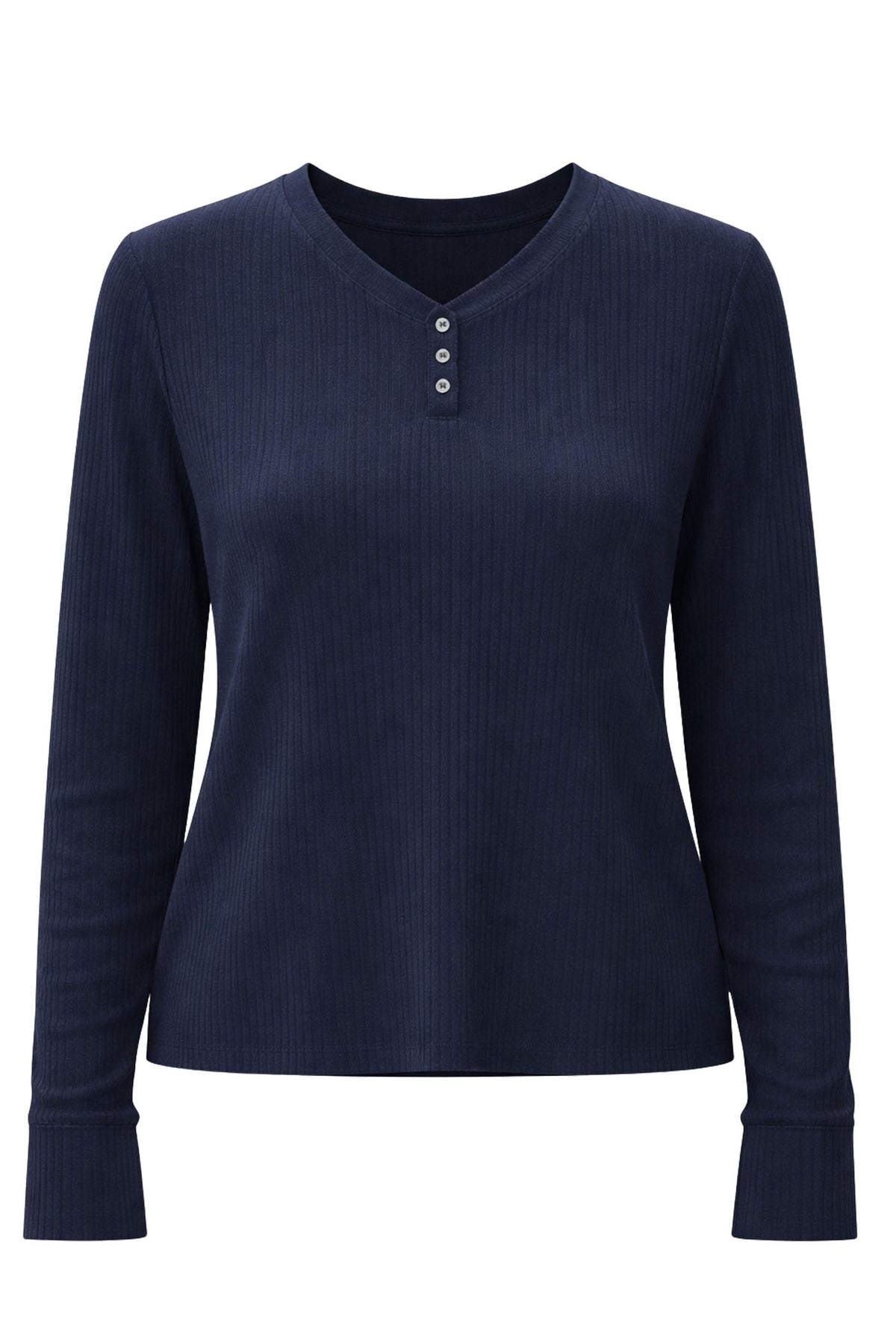 Another Love Elenie Ribbed Henley - Sapphire Blue