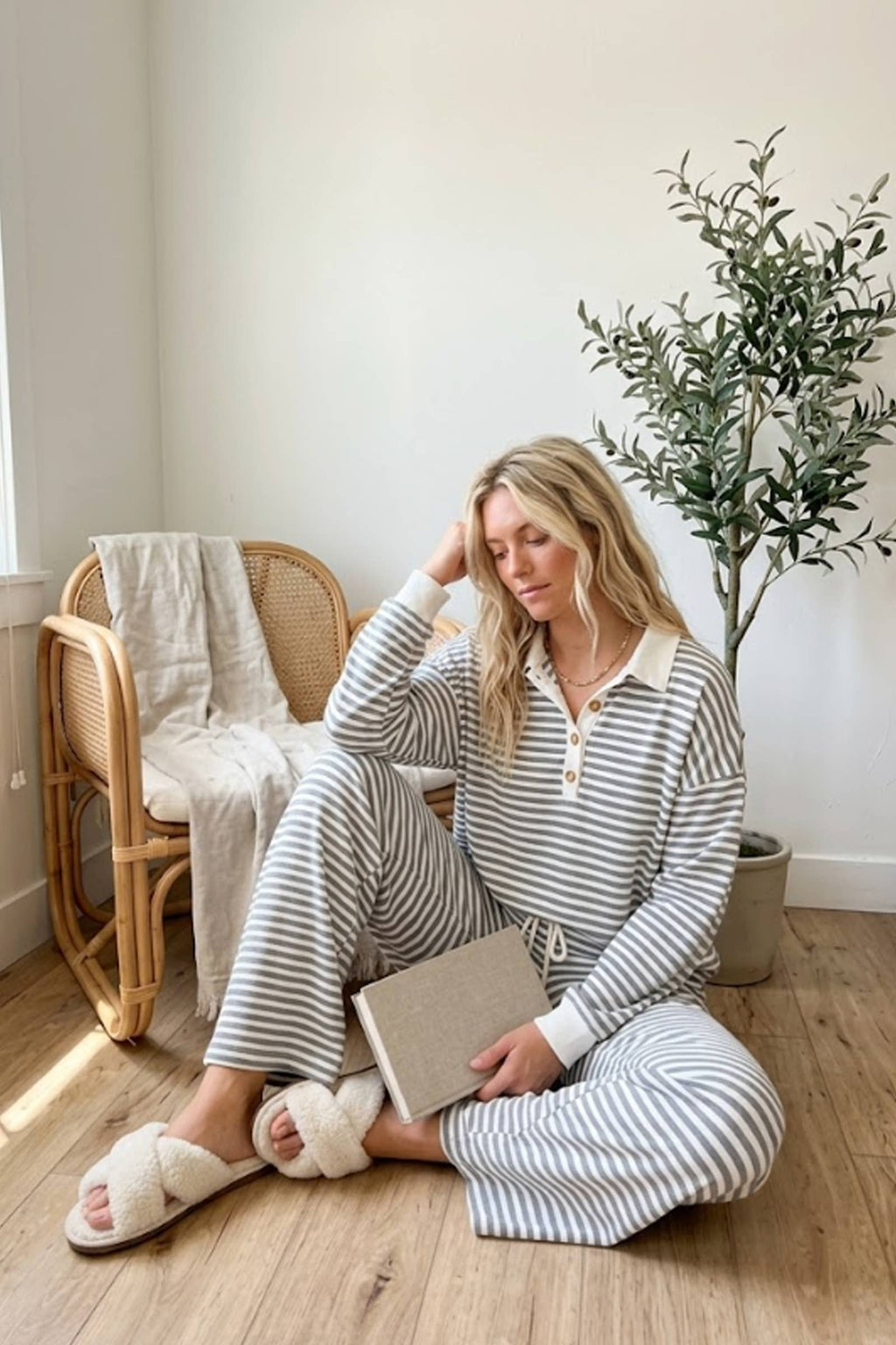 Sewn and Seen - Soft Touch Lightweight Stripe Wide Leg Set