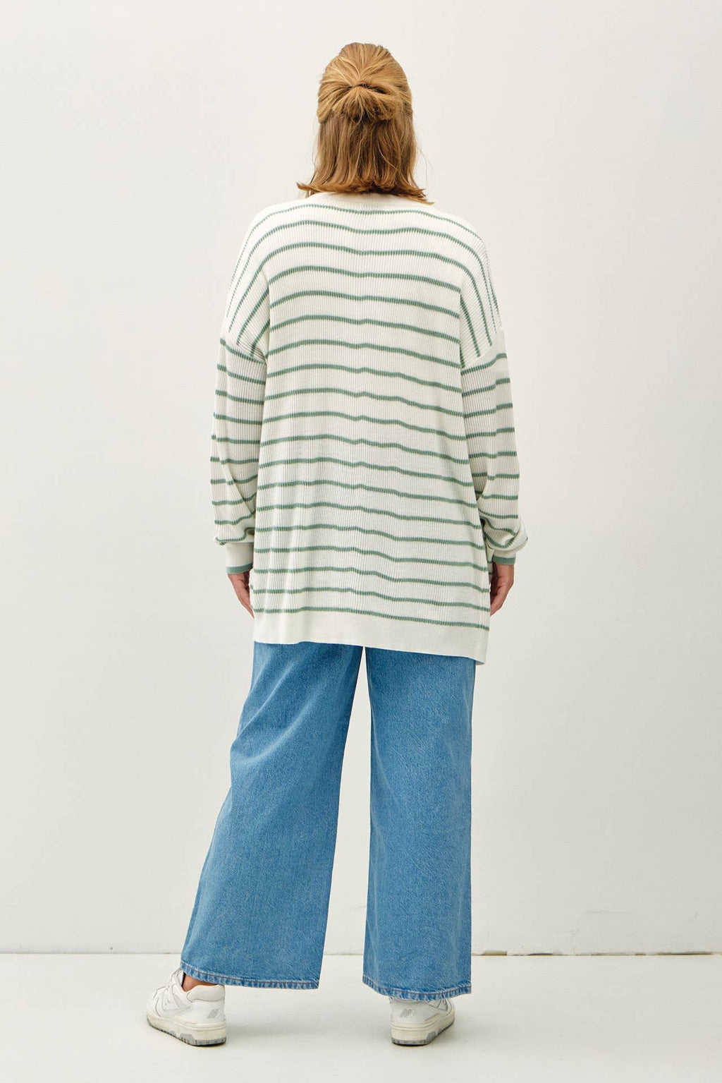 Be Cool - PLUS SIZE CLASSIC STRIPED OPEN CARDIGAN
