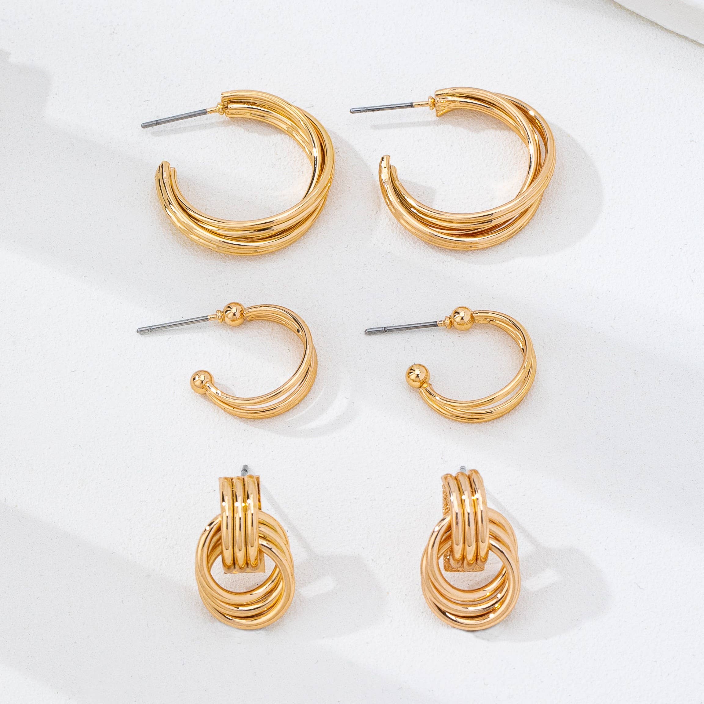 Multi-Line Hoop Earring Set | 80E62143