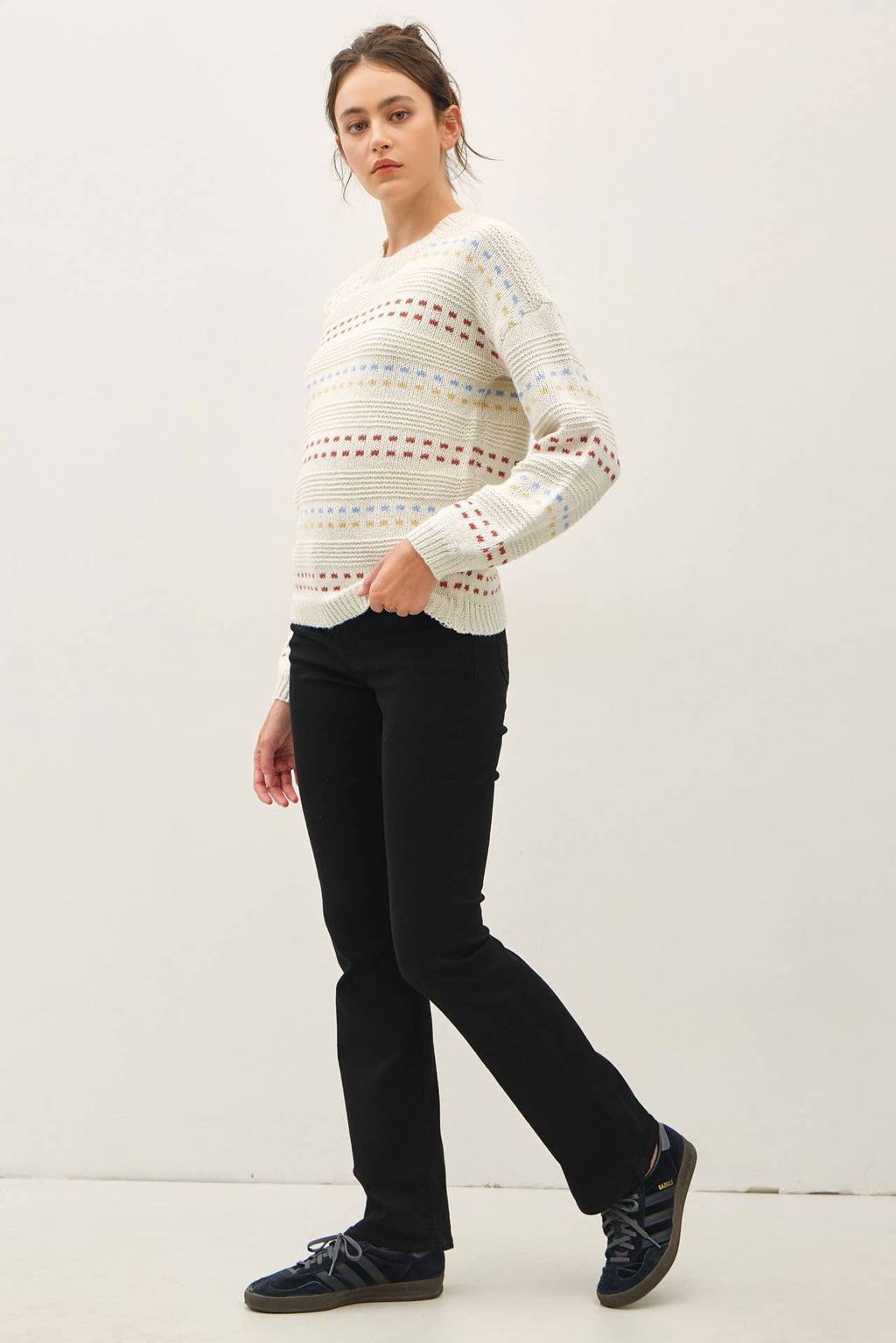JACQUARD VOLUME SLEEVE SWEATER