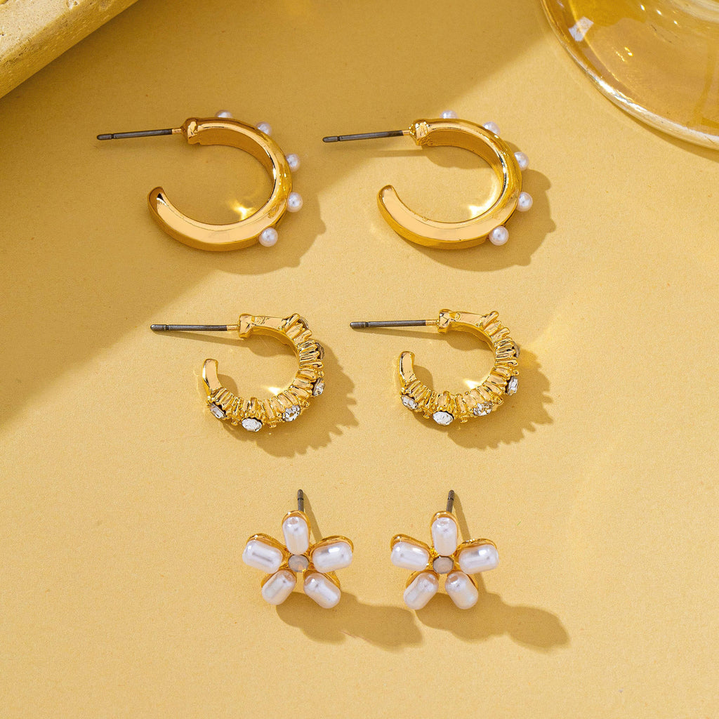 Floral Stud & Hoop Trio earrings | 80E62419