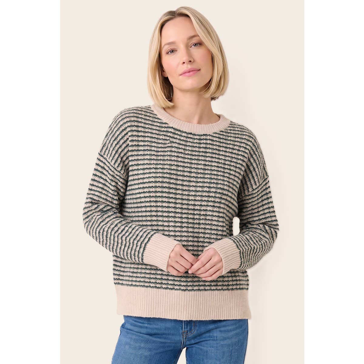 STACCATO - WAFFLE TEXTURE STRIPED SWEATER