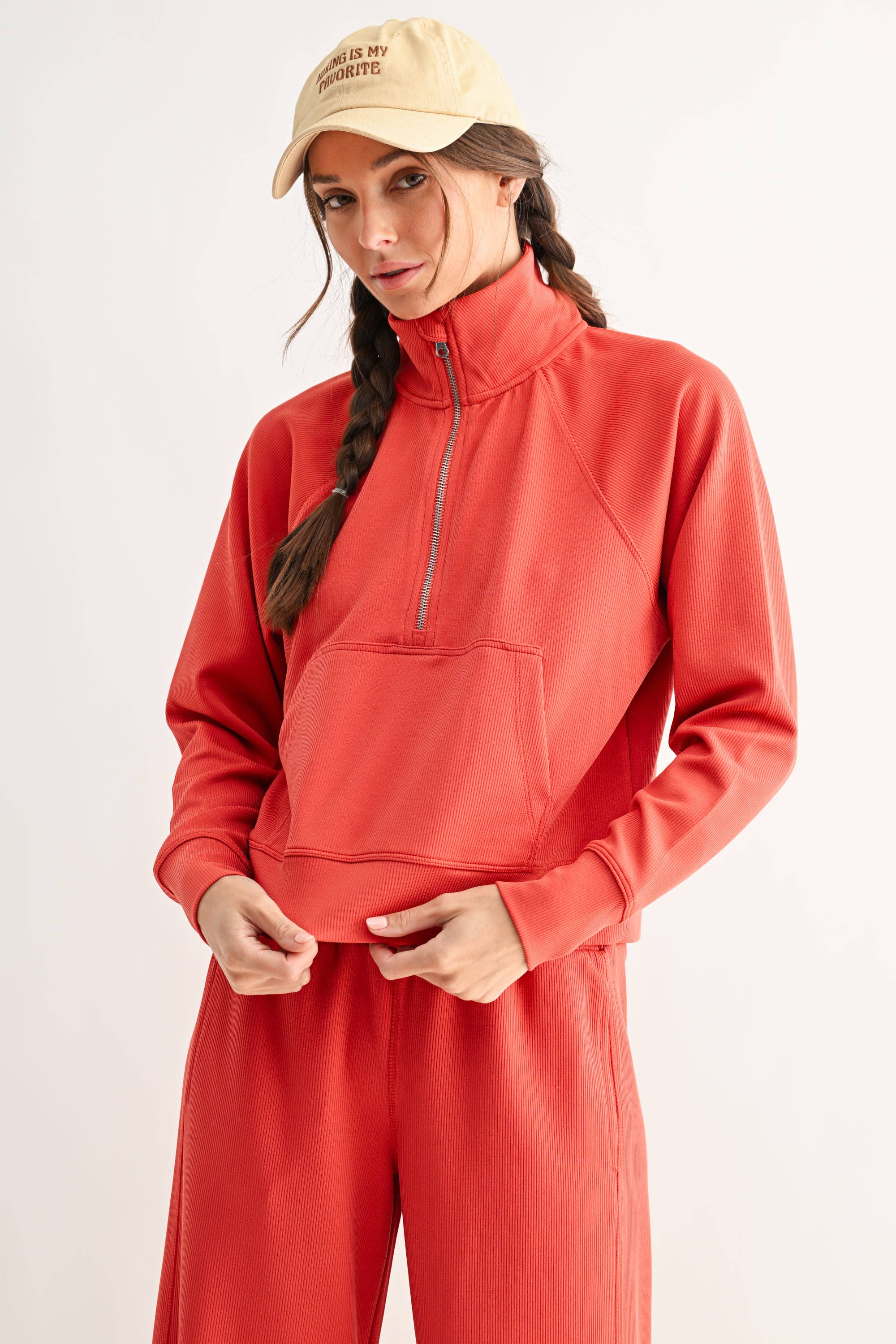 Mono B - Luxe Sand Wash Rib 1/4 Zip Sweater