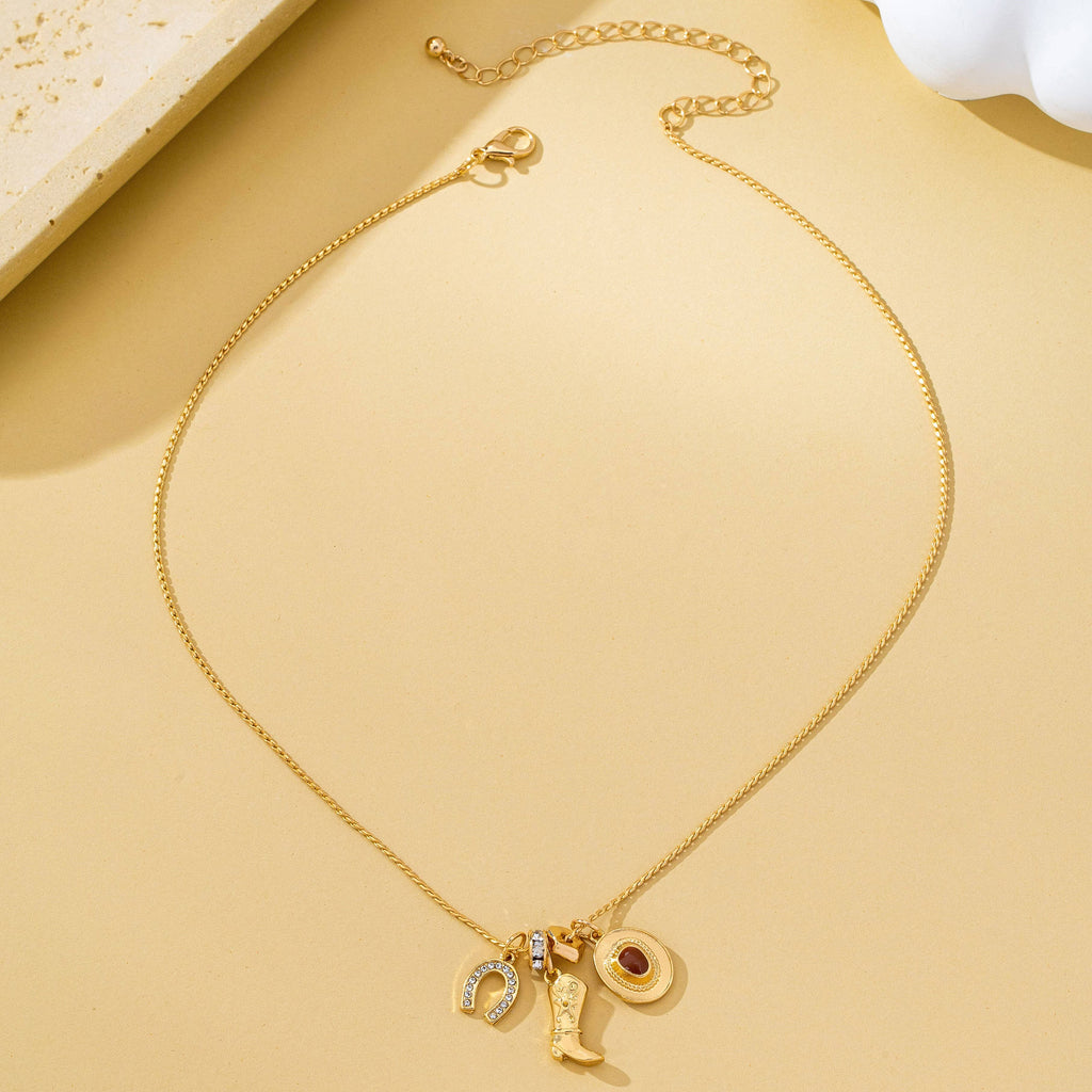 Western Hat Boot Charm Necklace