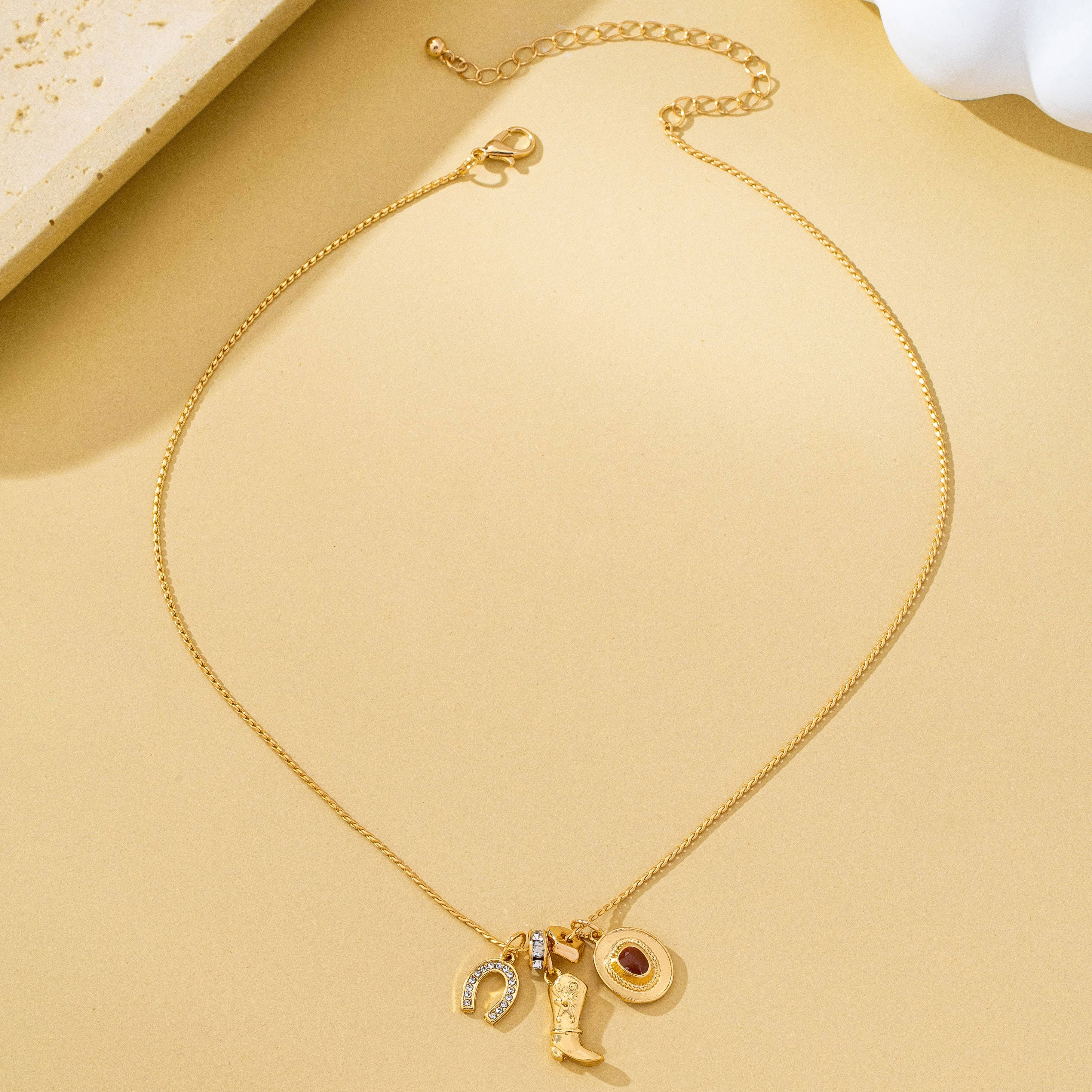 Western Hat Boot Charm Necklace