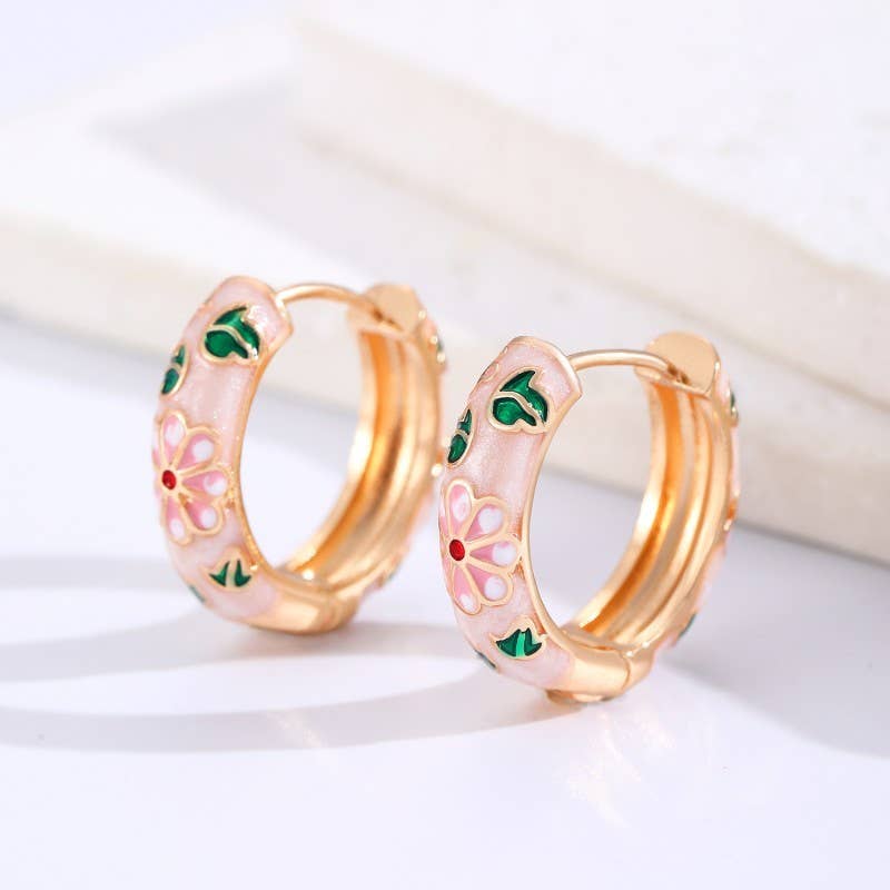 FLORAL HOOP EARRINGS