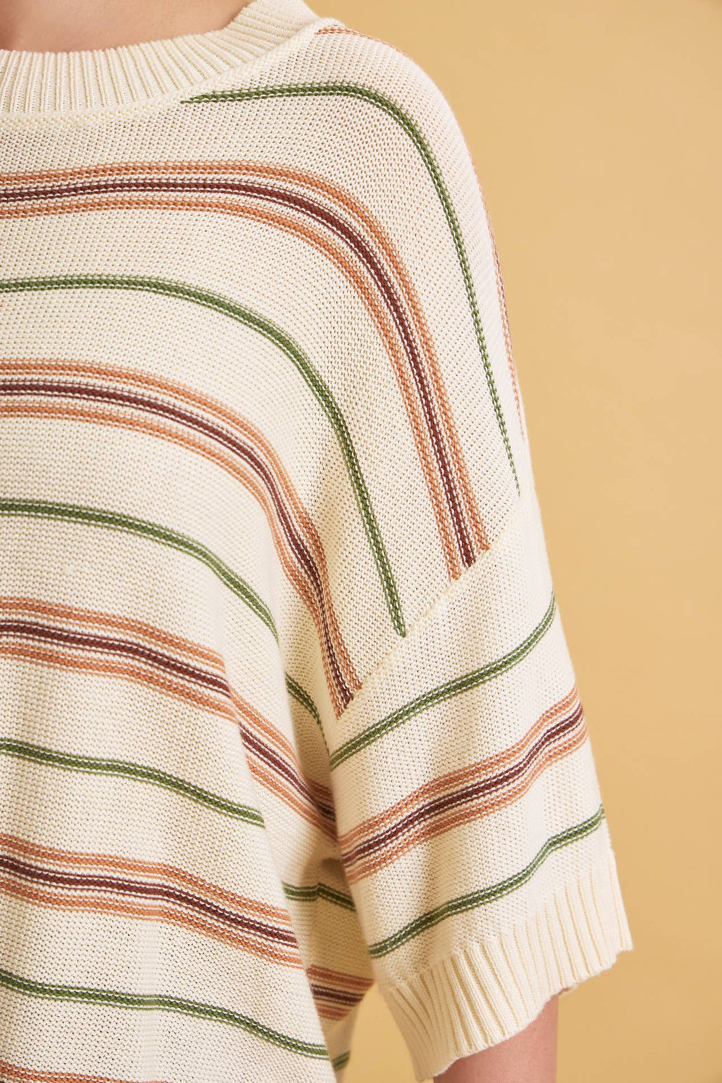 Be Cool - OVERSIZED CUT HALF SLEEVE STRIPED SWEATER