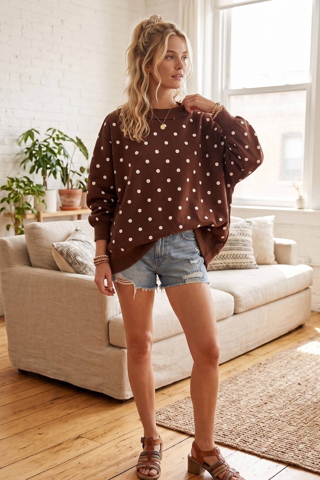 Sewn and Seen - Oversized Polka Dot Scuba Pullover
