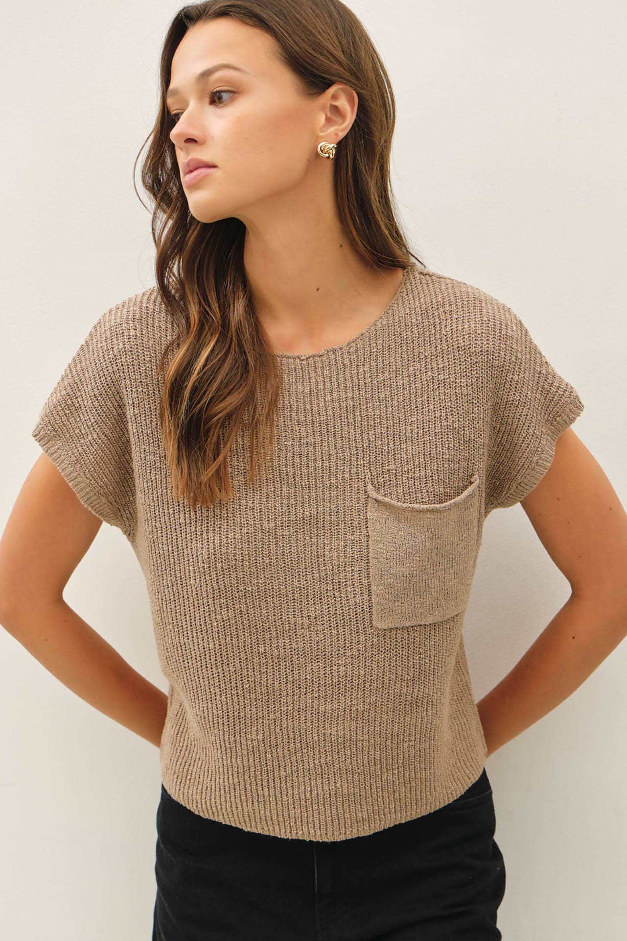 Be Cool - [NEW COLOR] PATCH POCKET DOLMAN CAP SLEEVE BOXY KNIT