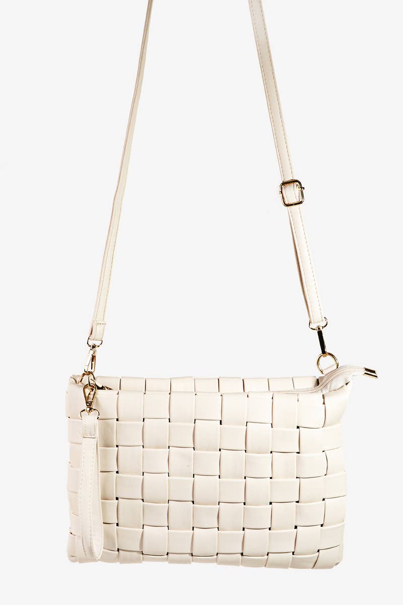 Leather Basket Weave Hand Bag