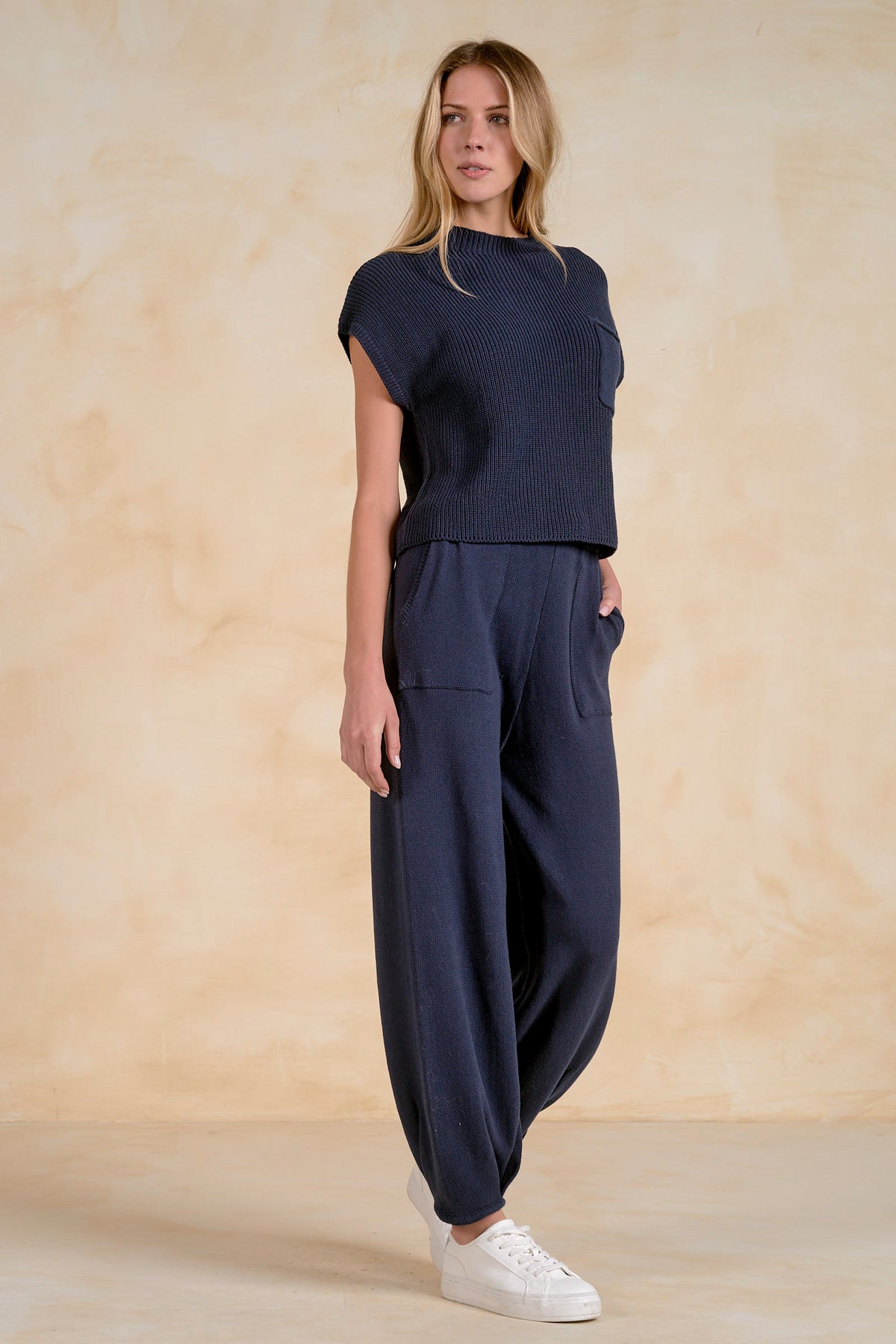 Navy Cap Sleeve Sweater