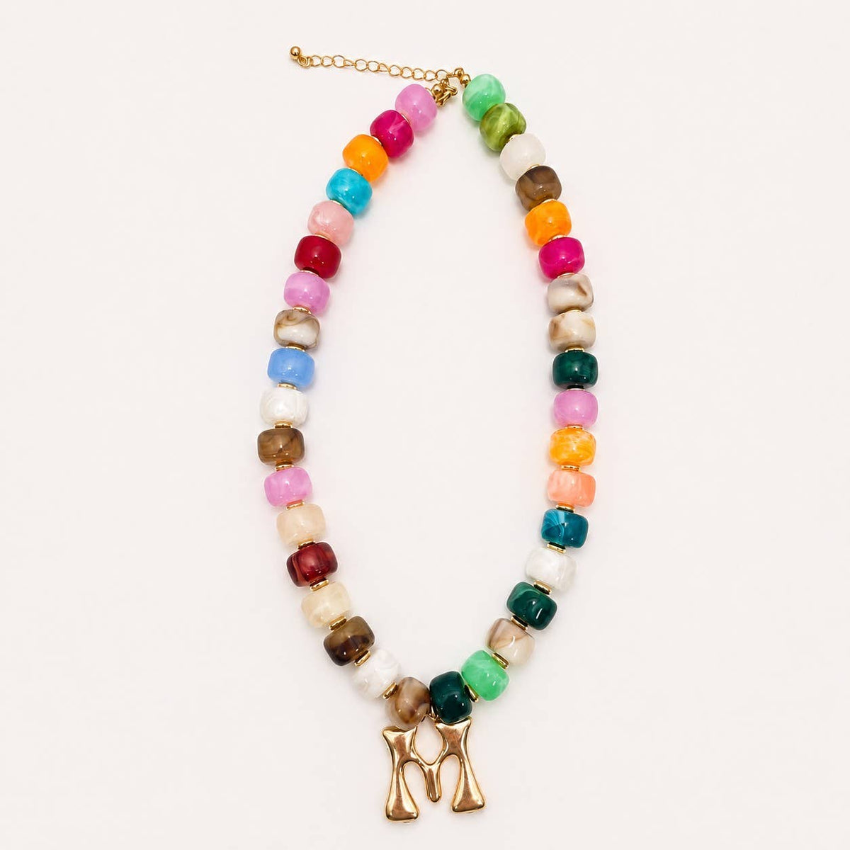 Beaded Initial Charm Necklace| 40NK9655