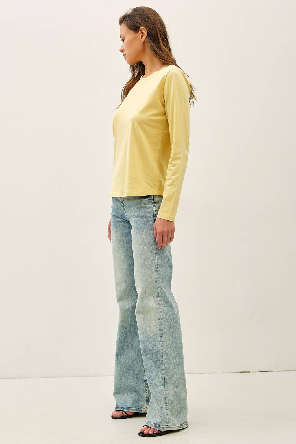 Be Cool - GARMENT WASHED COTTON LONG SLEEVE BASIC TOP