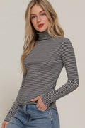 Striped Turtle Neck B/W