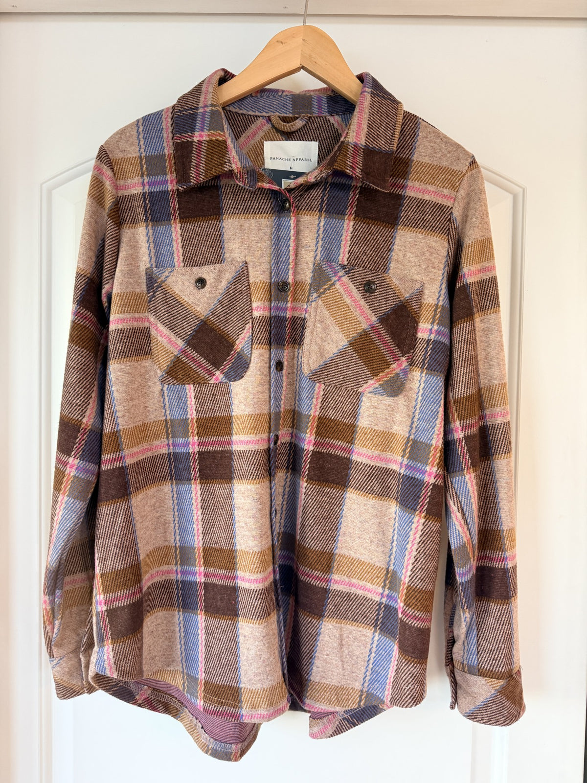 Plaid Button Up Br/Blu/Pnk