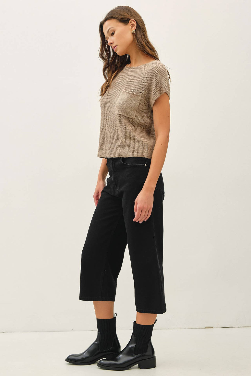 Be Cool - [NEW COLOR] PATCH POCKET DOLMAN CAP SLEEVE BOXY KNIT