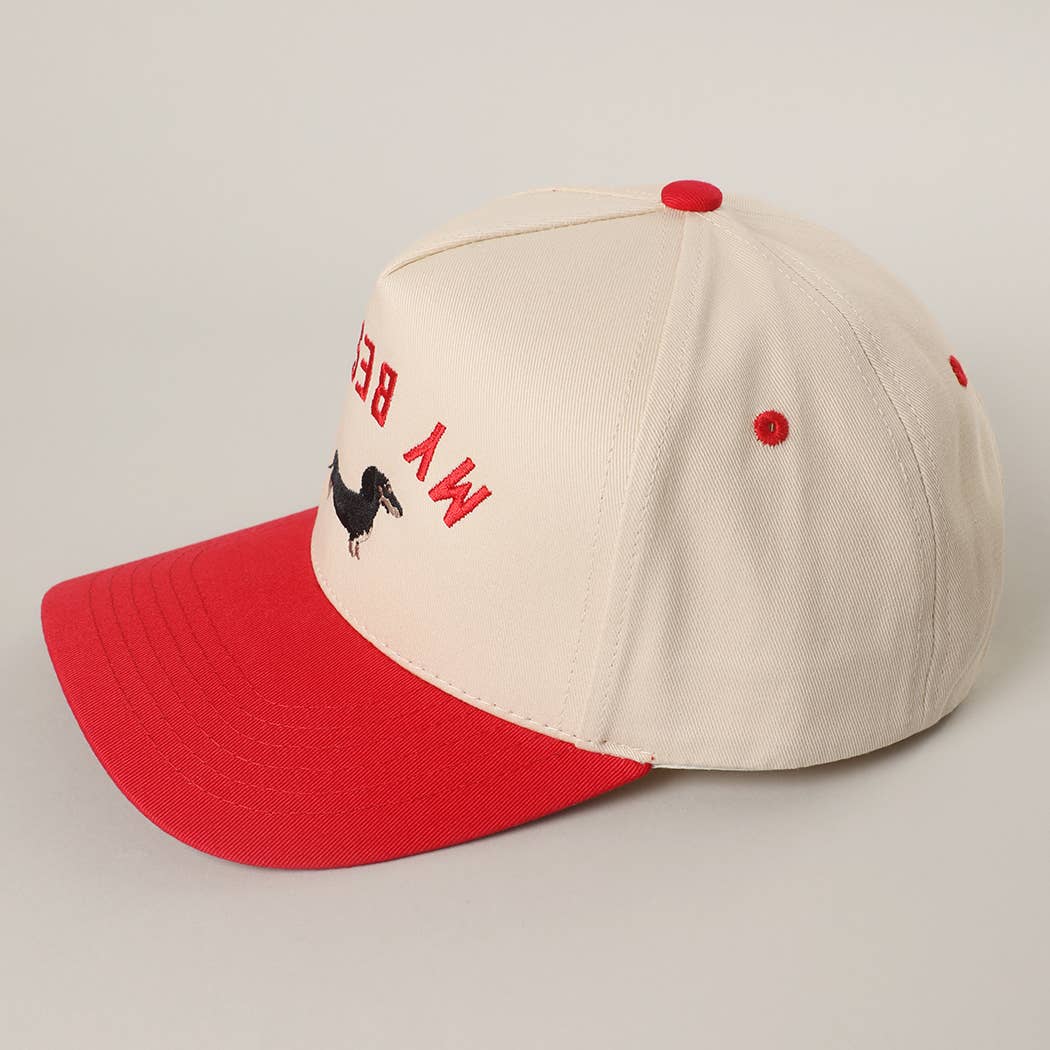 Fashion City - MY BESTIE Dachshund Embroidery Two-Tone Trucker Hat