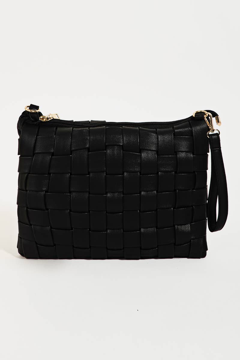 Leather Basket Weave Hand Bag