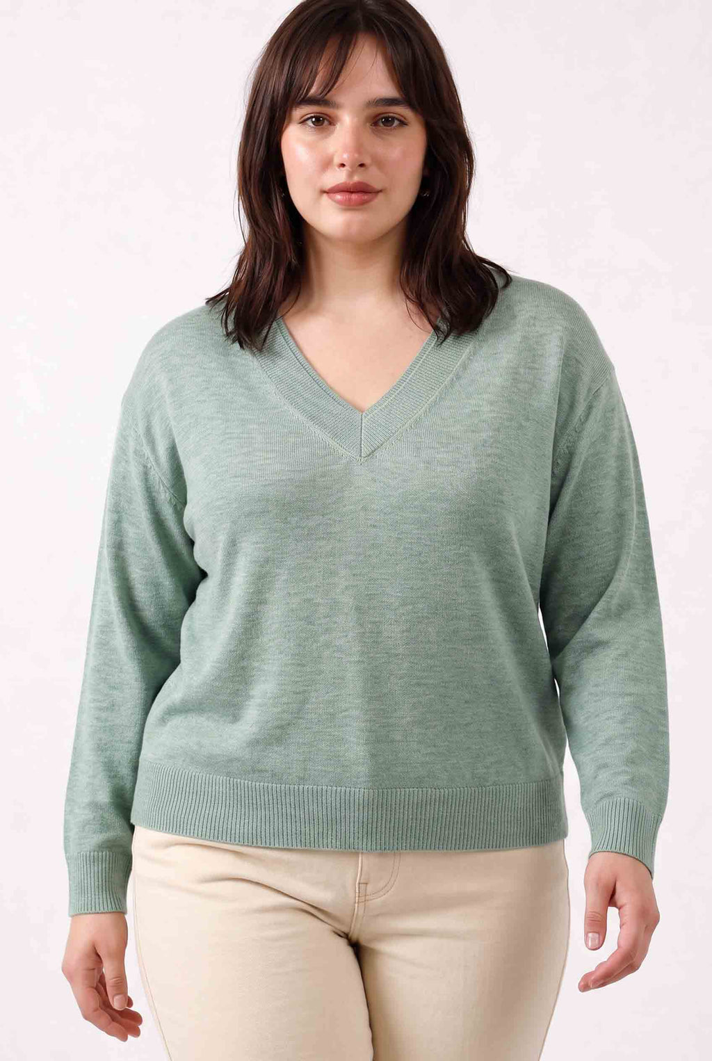 Be Cool - [PLUS] WOOL BLENDED LAYER LOOK NECK RIB  SWEATER