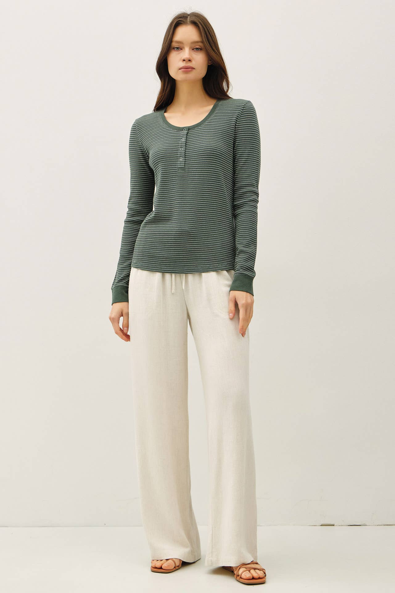 Be Cool - STITCHED THERMAL HENLEY NECK TOP
