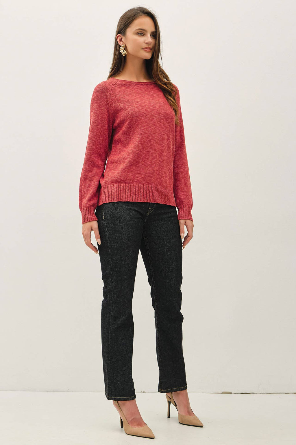 Be Cool - [NEW SHADE]RAGLAN SLEEVE SLUB PULLOVER SWEATER