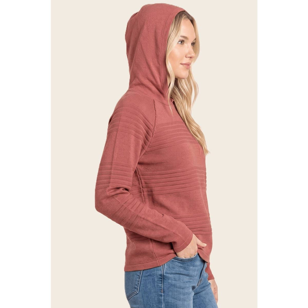 STACCATO - TEXTURE STRIPED HOODIE SWEATER