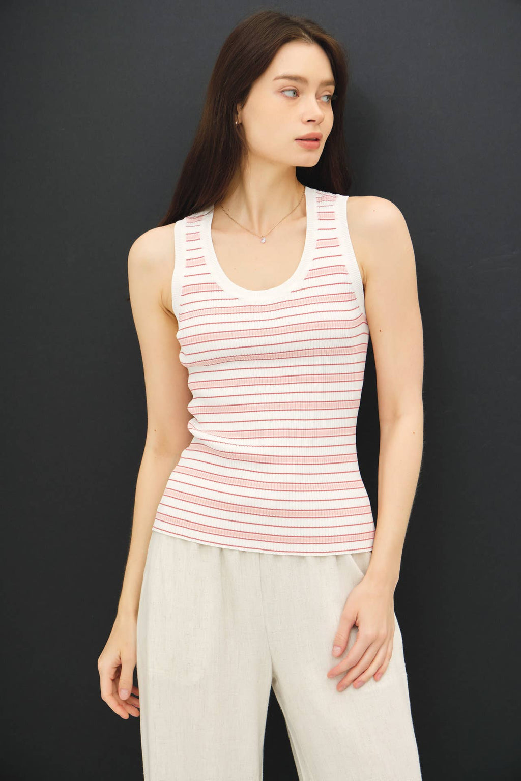 Coral Stripe Tank