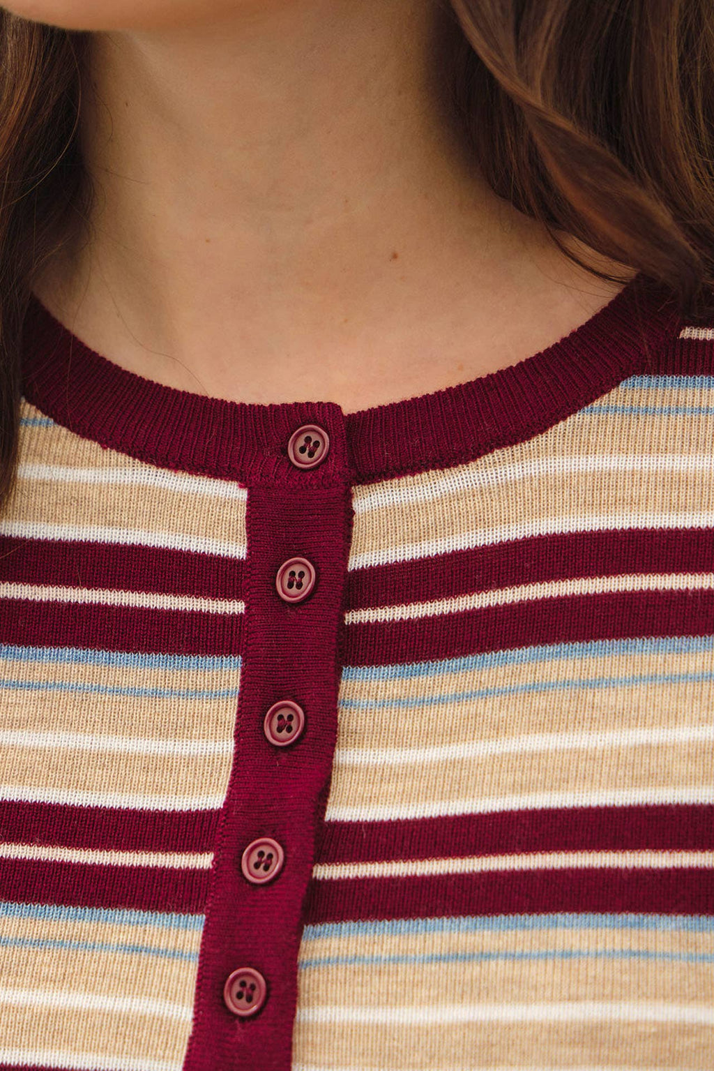 STRIPED HENLEY SWEATER