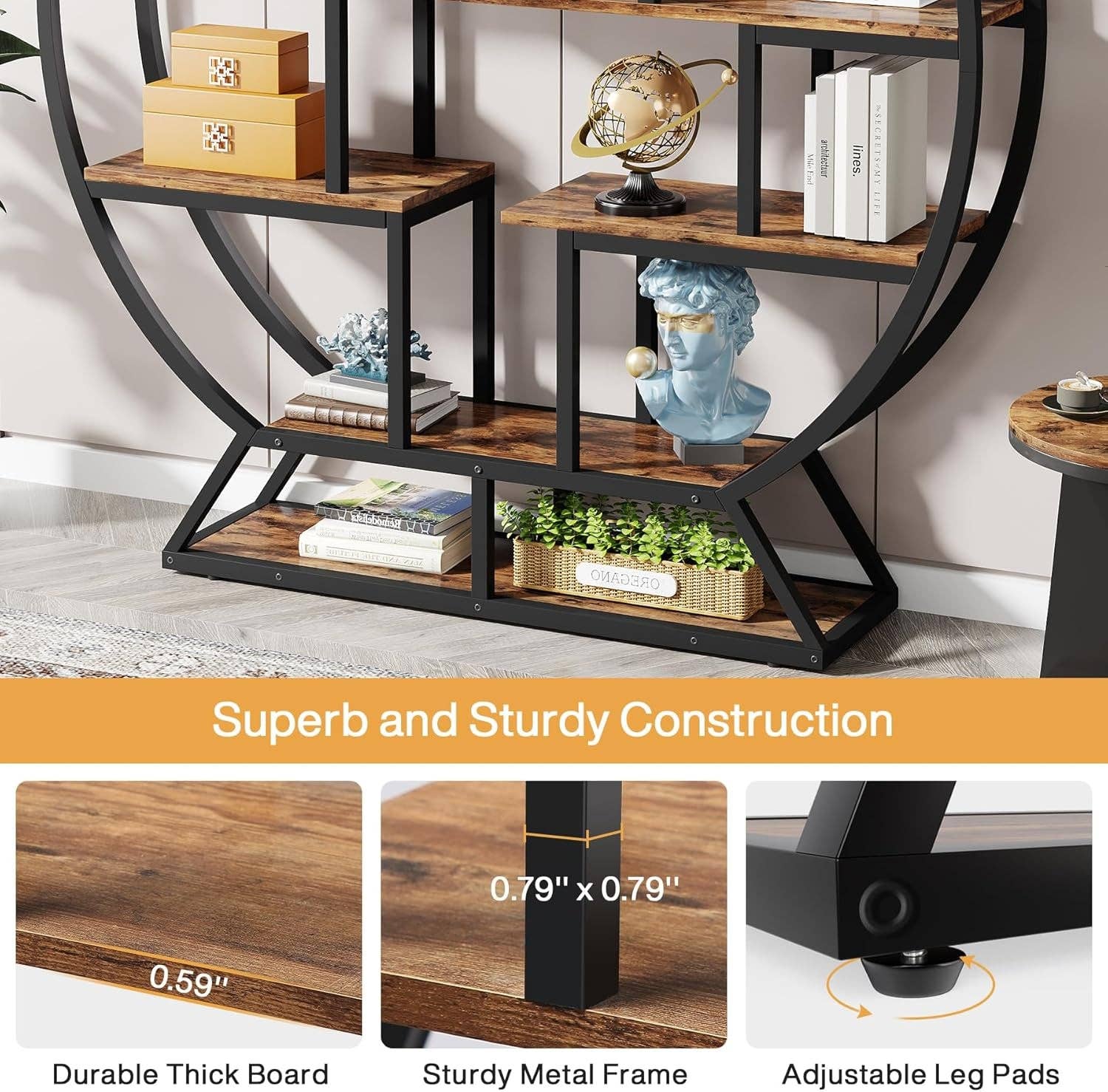 ShipItFurniture - 63 Inch Round Etagere Bookcase Staggered Shelving System