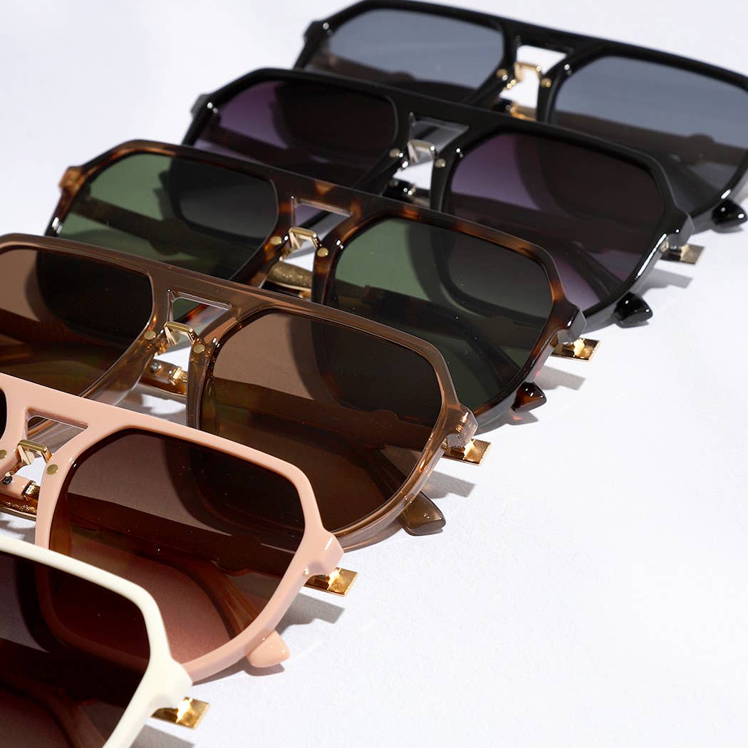 Fashion City - Geometric Shape Thin Frame Designed Sunglasses