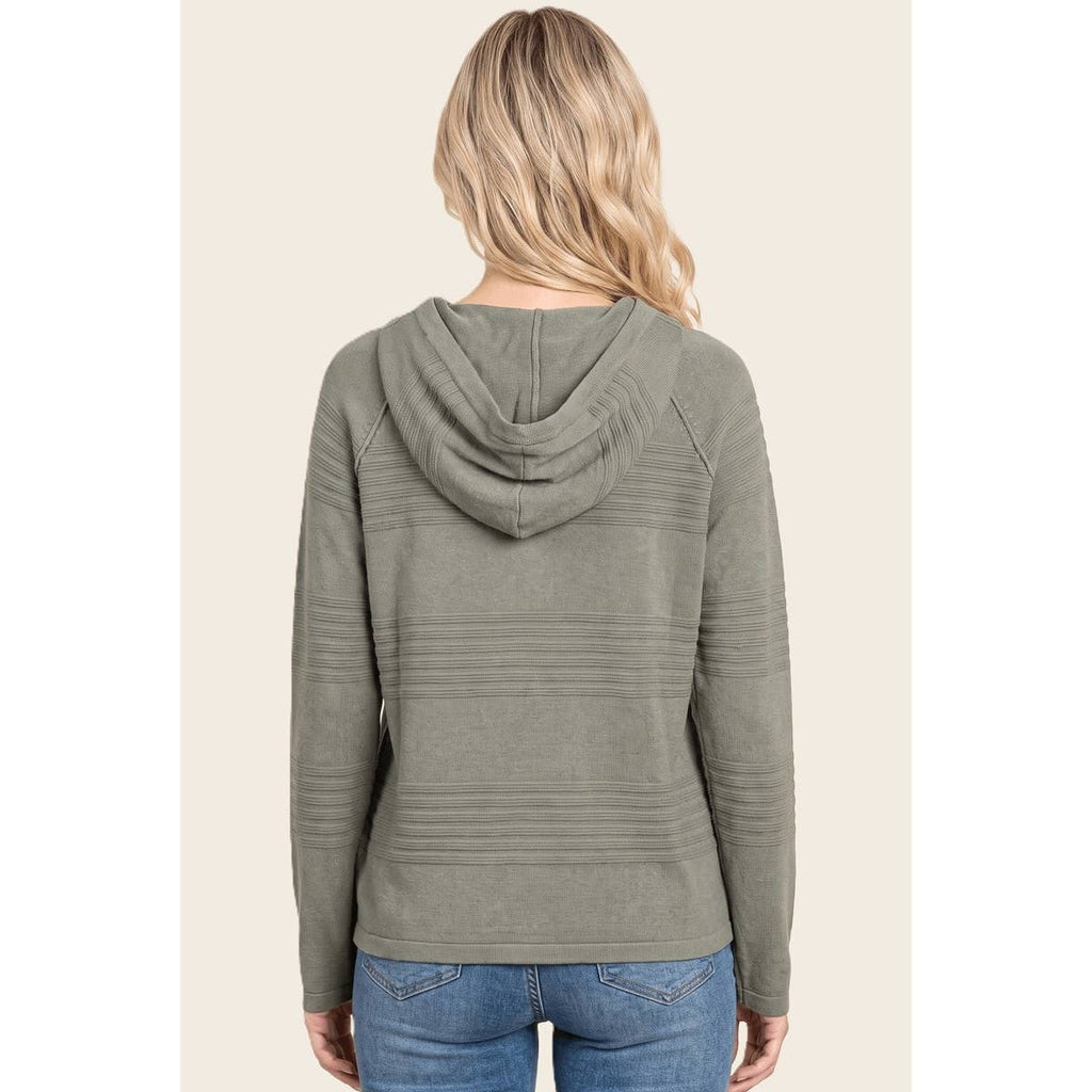 STACCATO - TEXTURE STRIPED HOODIE SWEATER