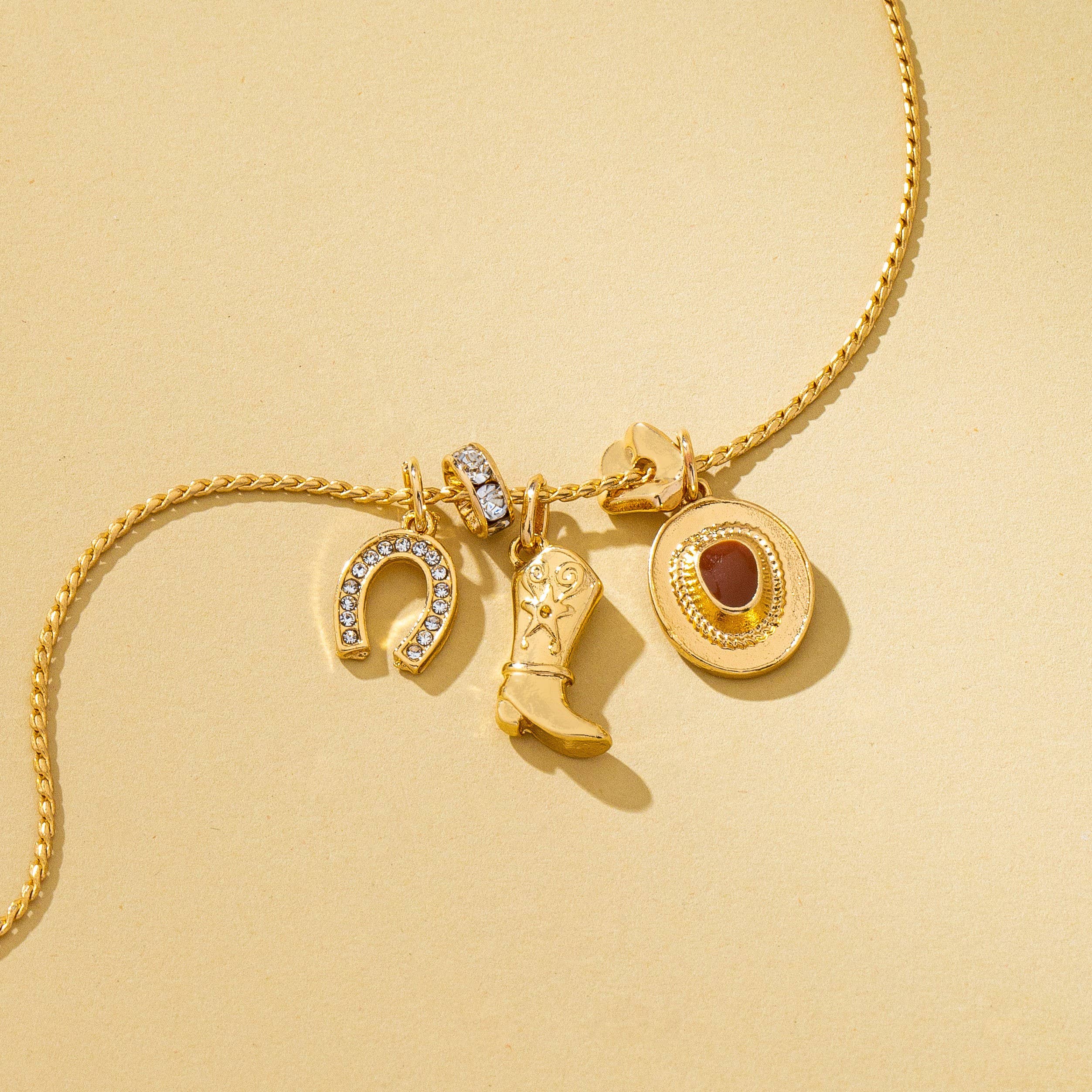 Western Hat Boot Charm Necklace