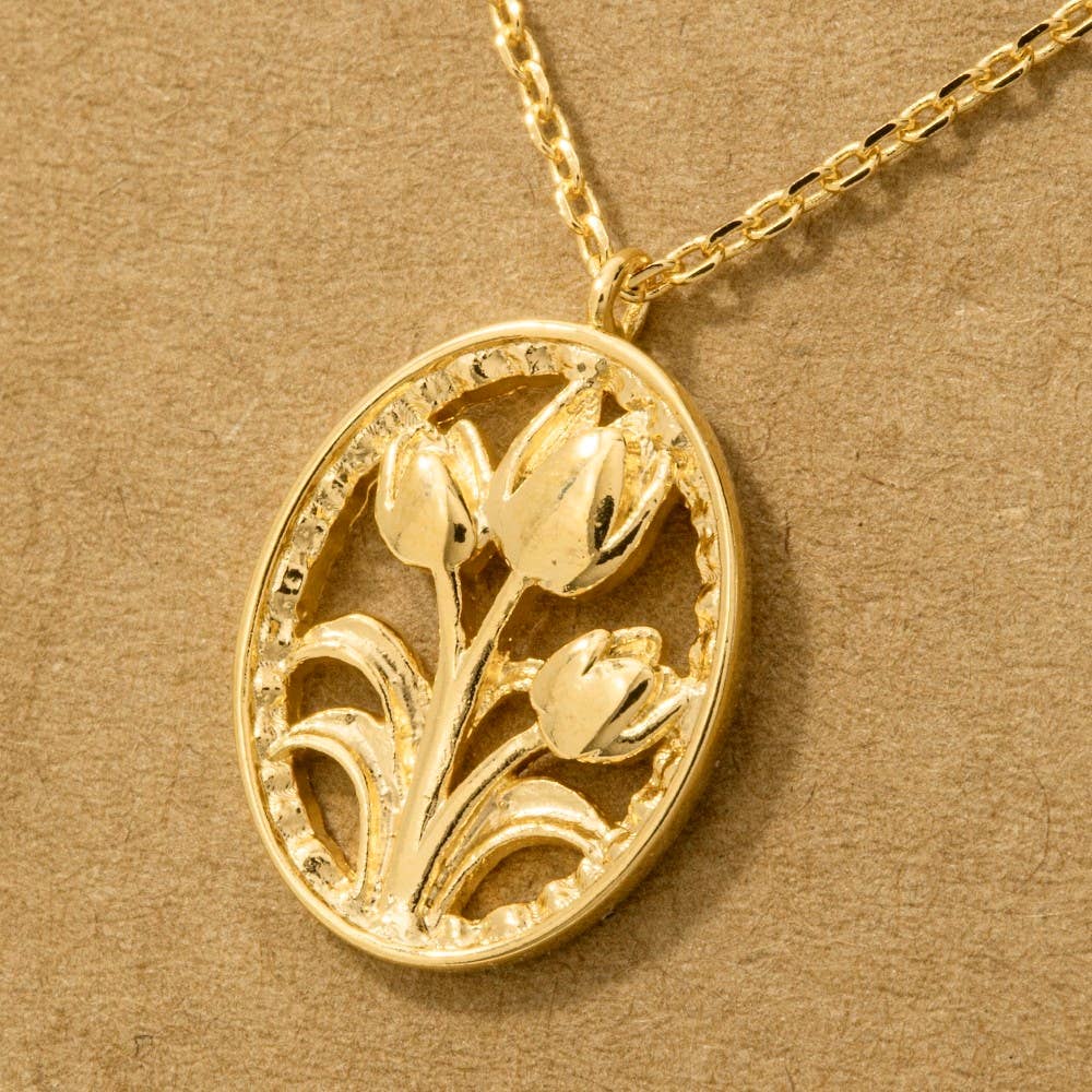 Tulip Coin Pendant Necklace