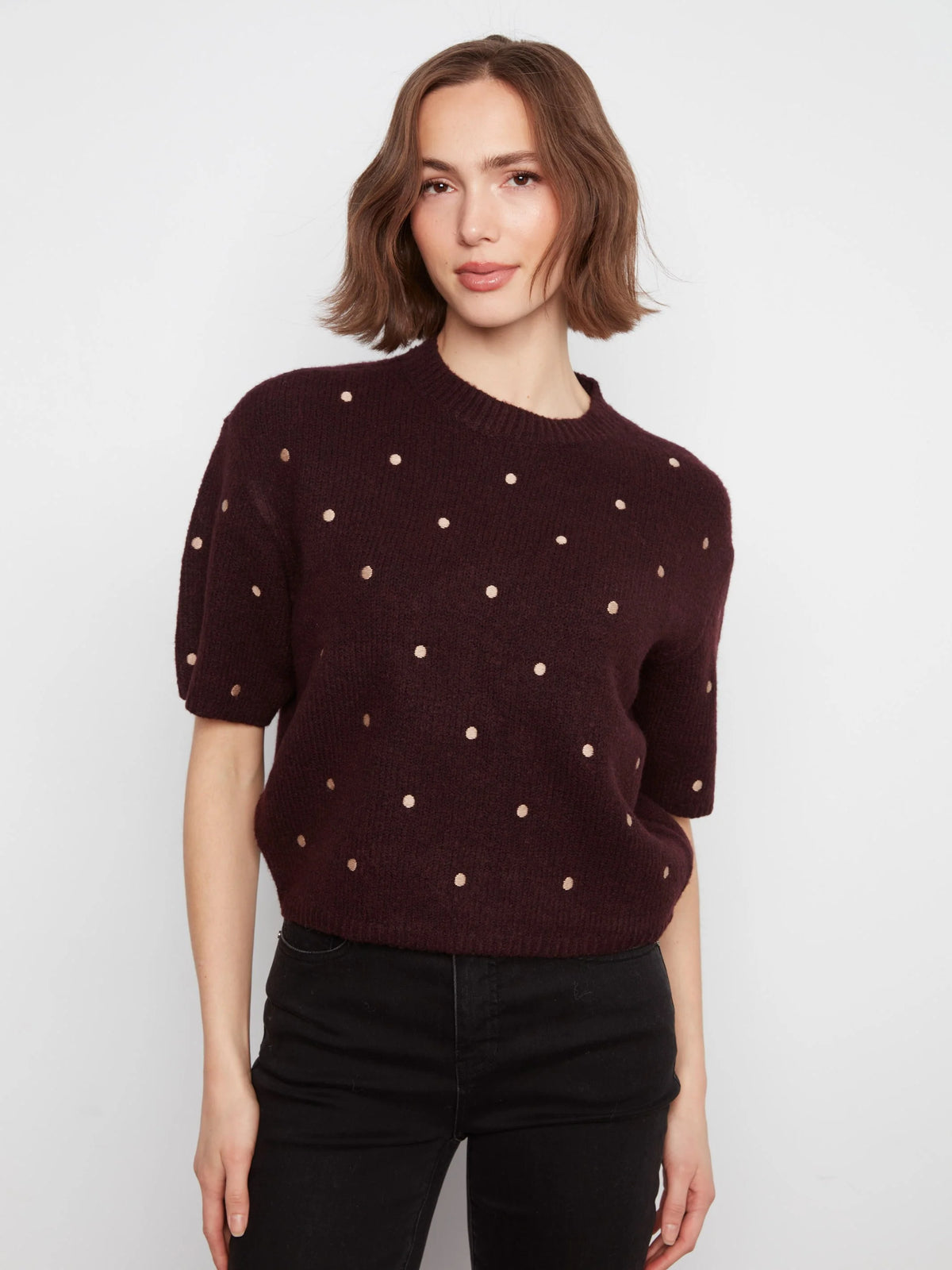 Wine Polka Dot Sweater