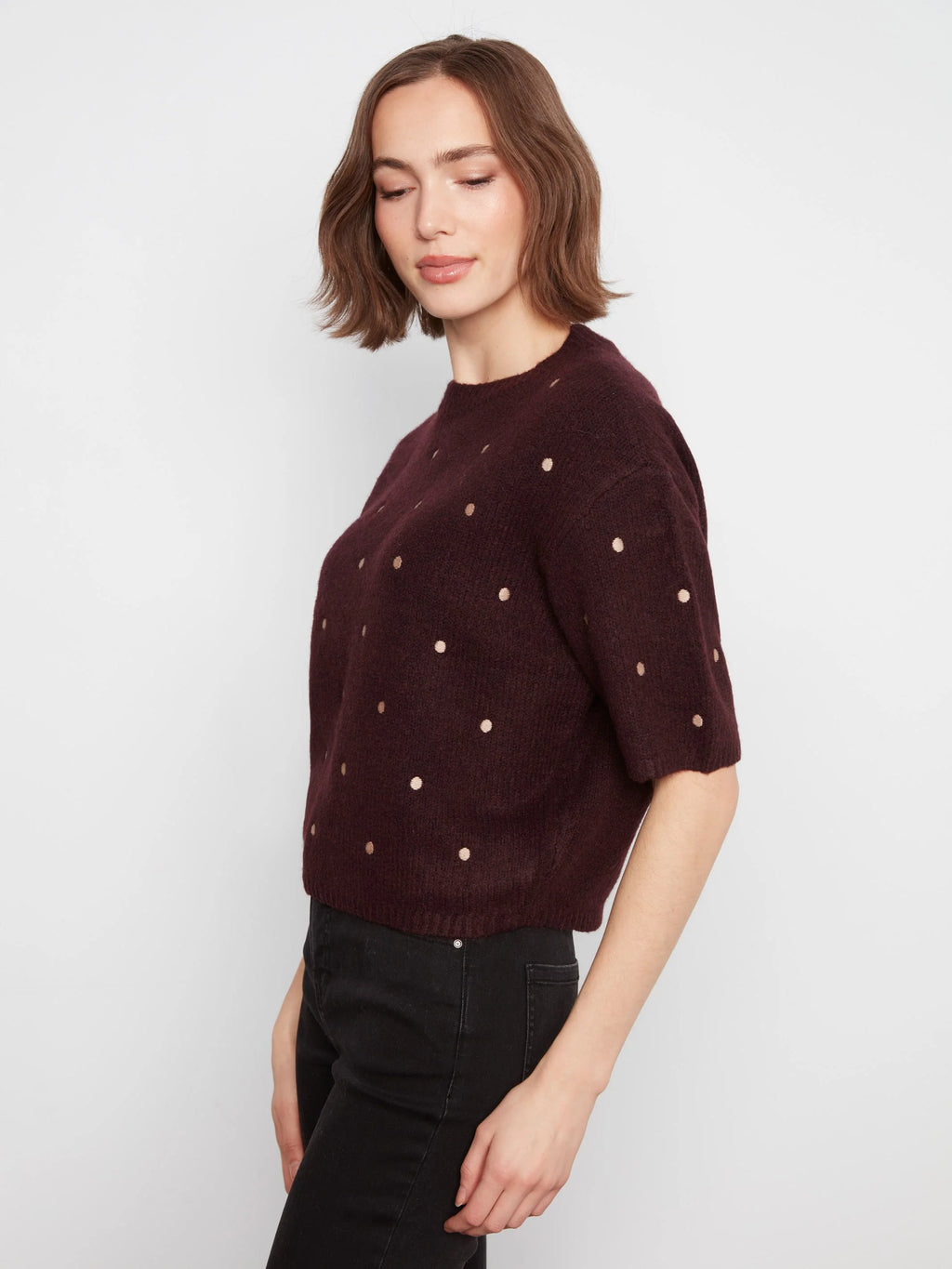 Wine Polka Dot Sweater
