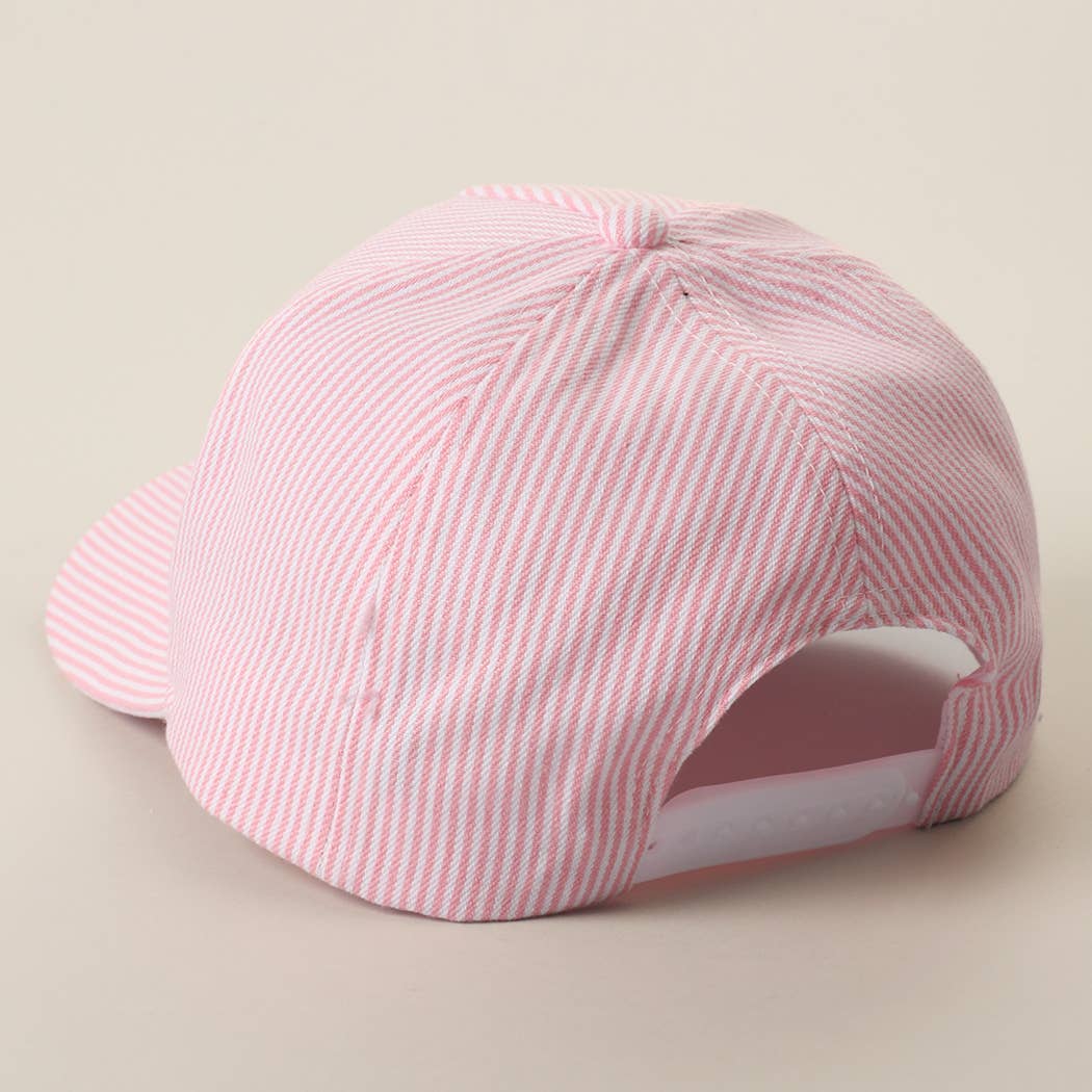 Fashion City - USA Embroidered Patch Gingham Stripe Trucker Hat